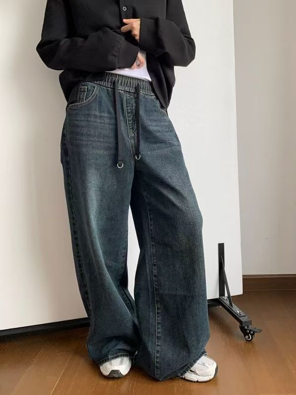 Japanese Brand × Jean Men's washed vintage distressed drawstring jeans Size US 32 / EU 48 - 1 Thumbnail