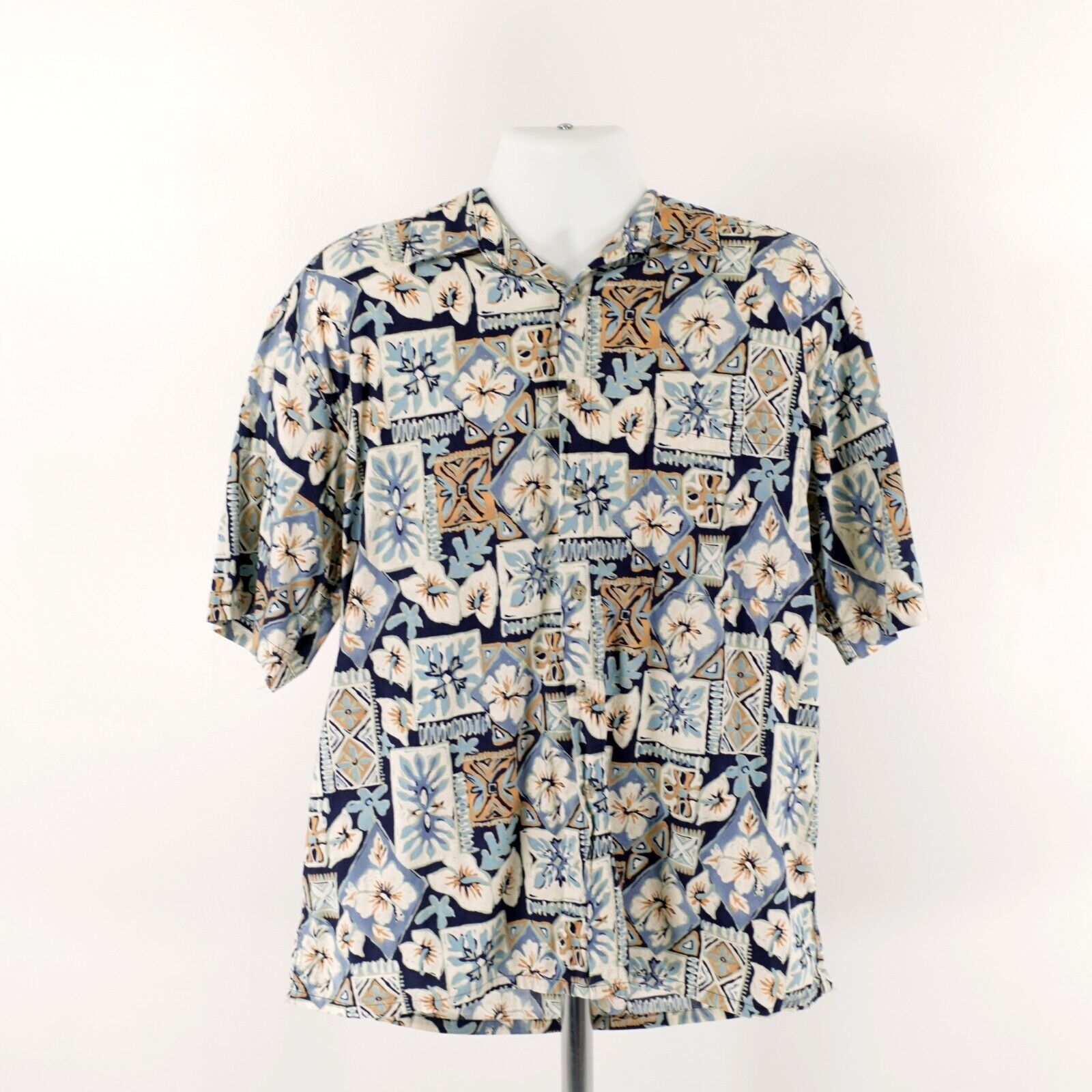 Pierre Cardin Pierre Cardin Large Blue Cotton Floral Button Down Tropical Size US L / EU 52-54 / 3 - 2 Thumbnail
