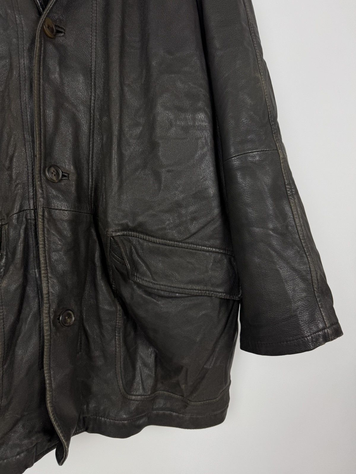 Burberry Vintage Distressed Burberry London Leather Coat Brown Jacket Size US L / EU 52-54 / 3 - 10 Thumbnail