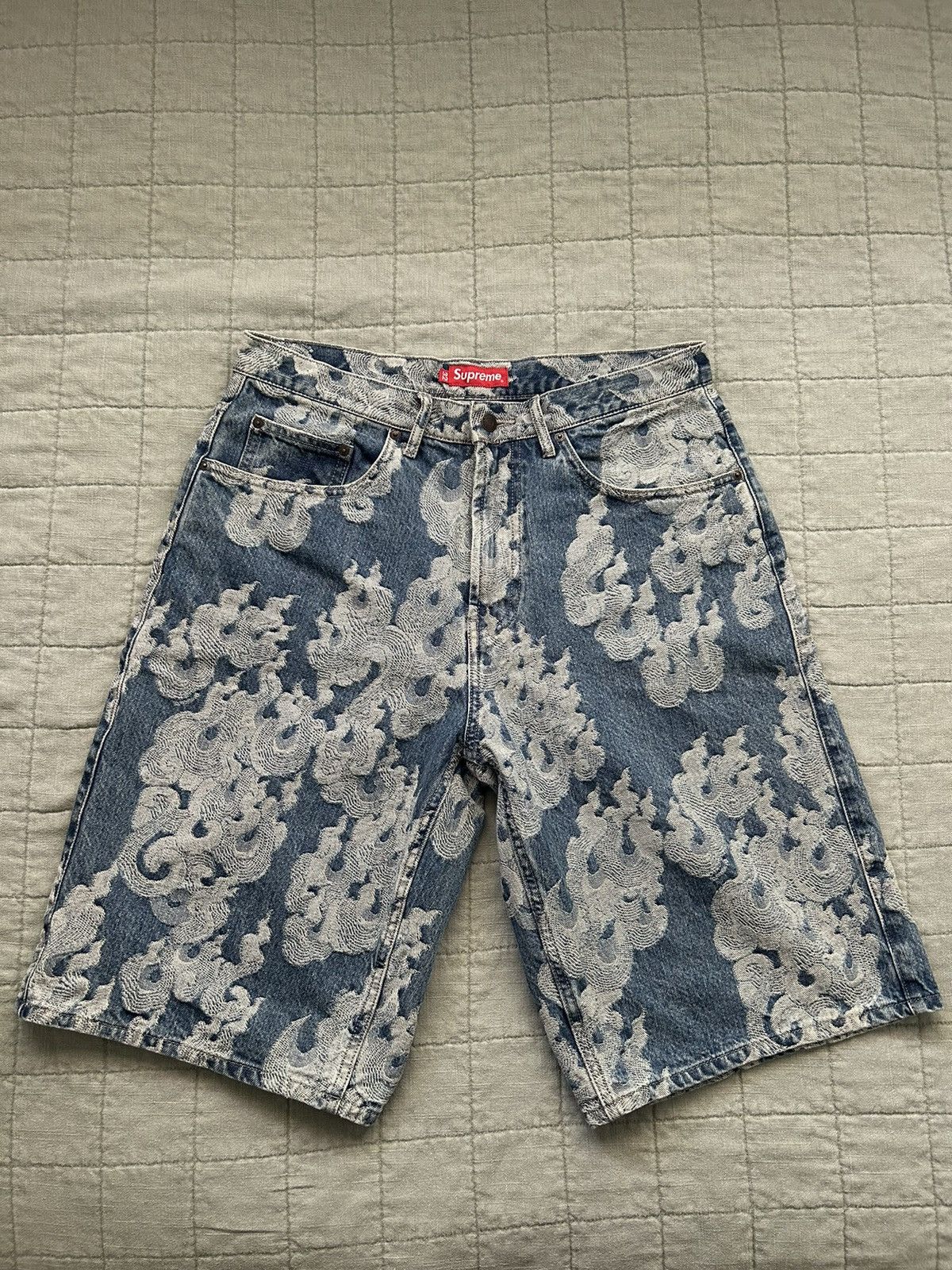 Supreme Supreme Flames Jacquard Baggy Denim Short | Grailed