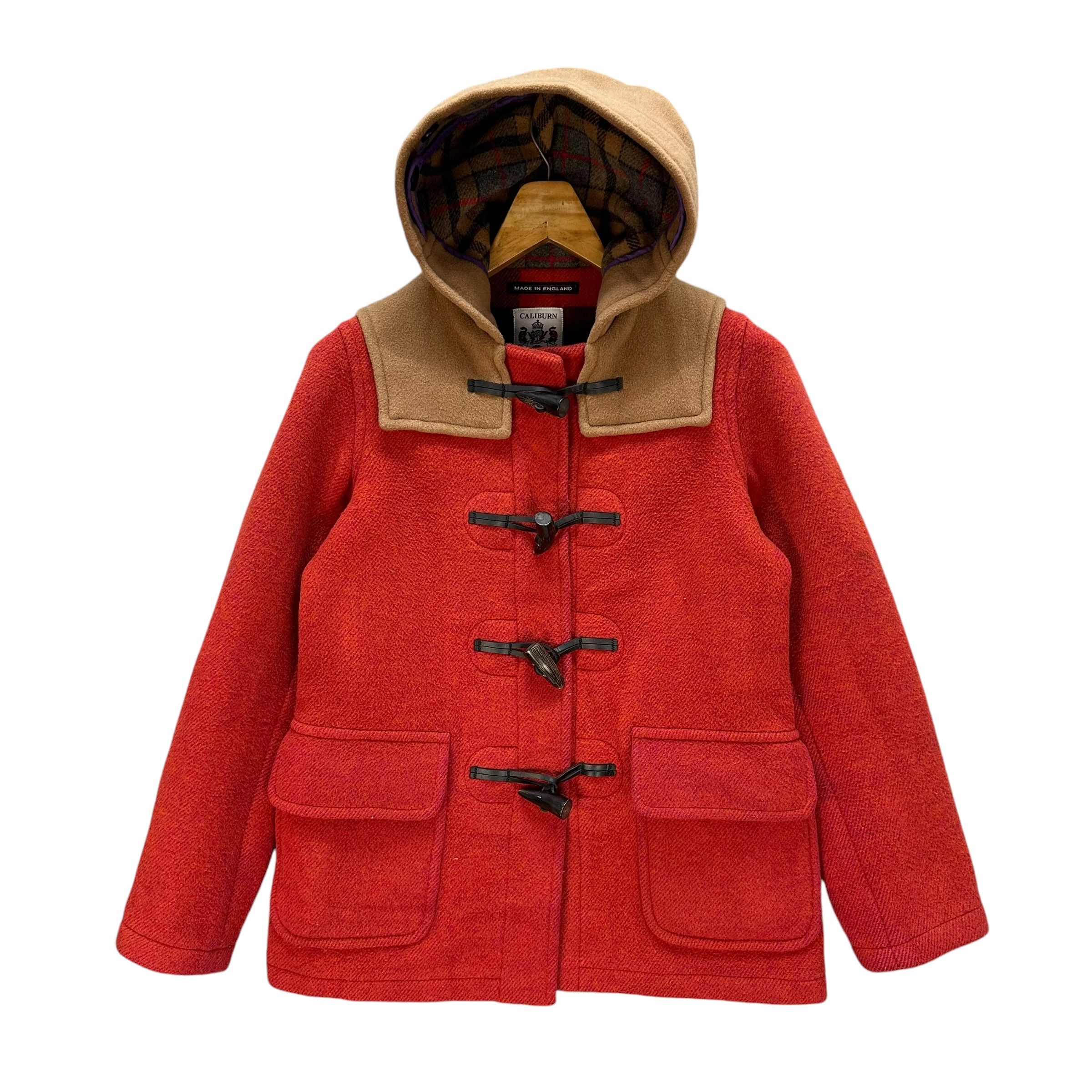 Vintage CALIBURN Made in England Orange Wool Coat Jacket #A54-1247 Size US S / EU 44-46 / 1 - 1 Thumbnail