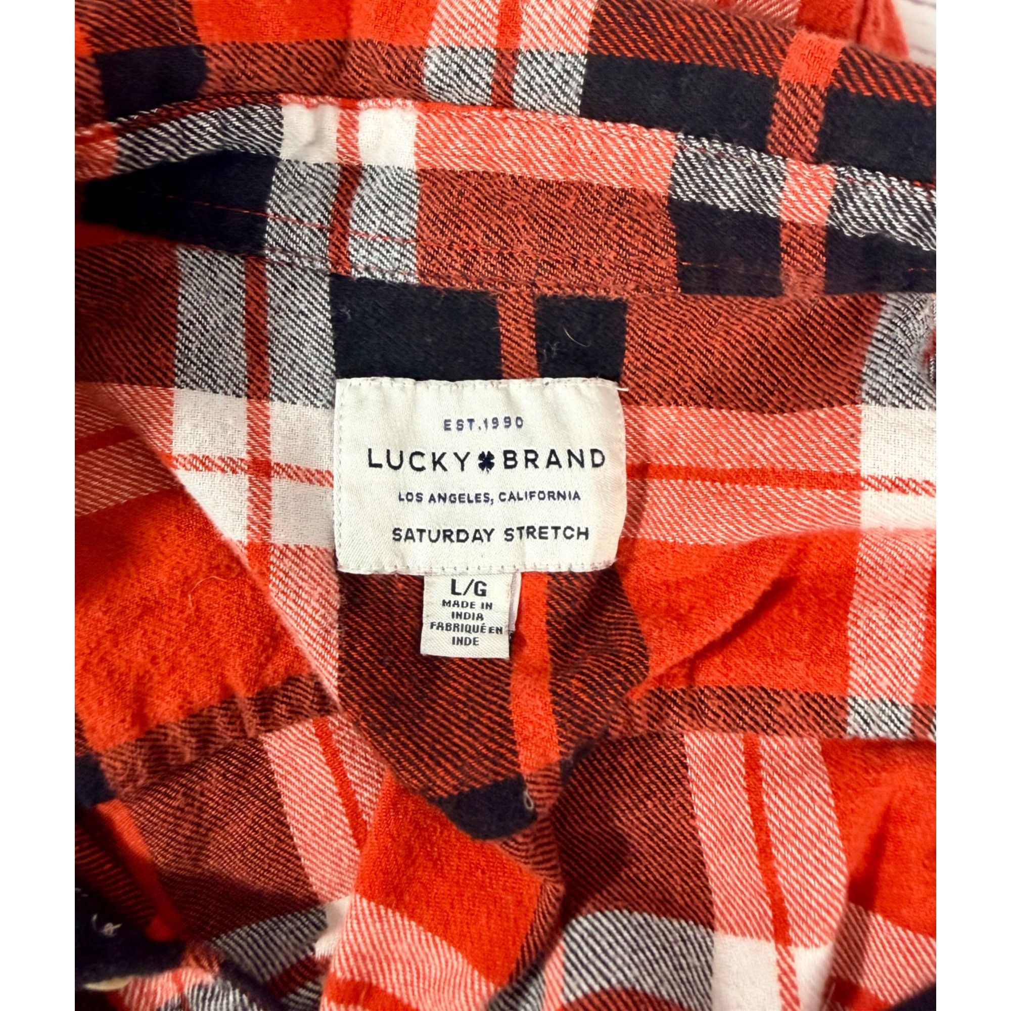 Lucky Brand Lucky Brand Red Plaid Flannel Saturday Stretch Mens Large Bu Size US L / EU 52-54 / 3 - 3 Thumbnail