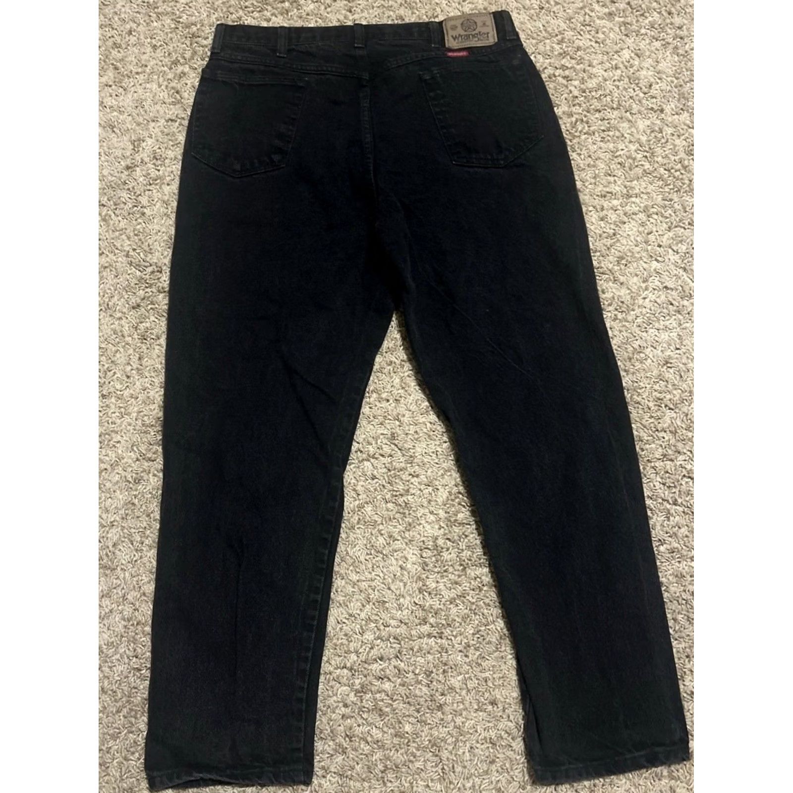 Wrangler VINTAGE Wrangler Jeans Denim Black 34x30 Regular 5-Pocket Cotton Classic Cowboy Mens Belts Loops USA Size US 34 / EU 50 - 3 Thumbnail