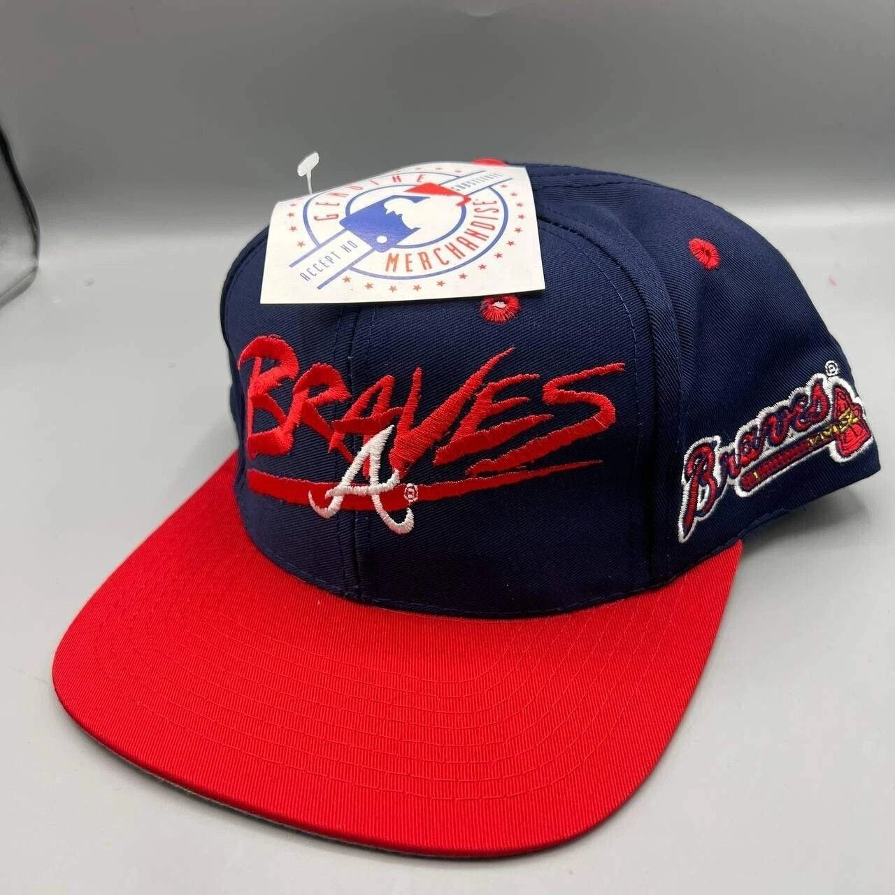 Signatures × Vintage Atlanta Braves Hat Men Blue Red Signatures MLB Snap Back Cap Size ONE SIZE - 1 Thumbnail
