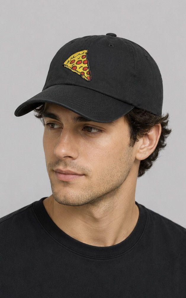 Other Pizza Slice Embroidered Black Hat Adjustable Baseball Cap Size ONE SIZE - 1 Thumbnail