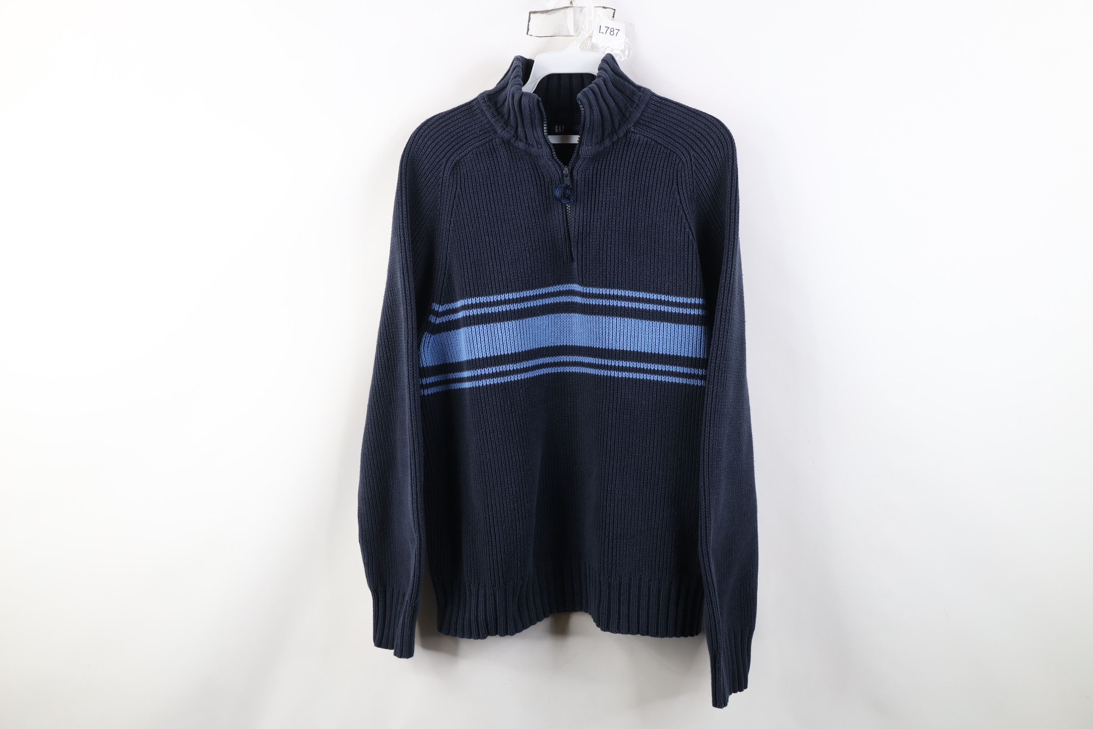 Gap Vintage Y2K Gap Heavy Cotton Ribbed Knit Half Zip Sweater Size US M / EU 48-50 / 2 - 1 Thumbnail