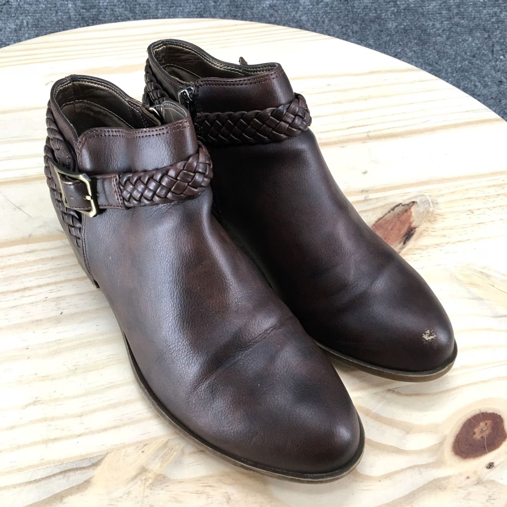 Vintage LifeStride Boots Womens 8 M Adriana Ankle Booties Block Heels Brown Faux Leather Size US 8 / IT 38 - 3 Thumbnail
