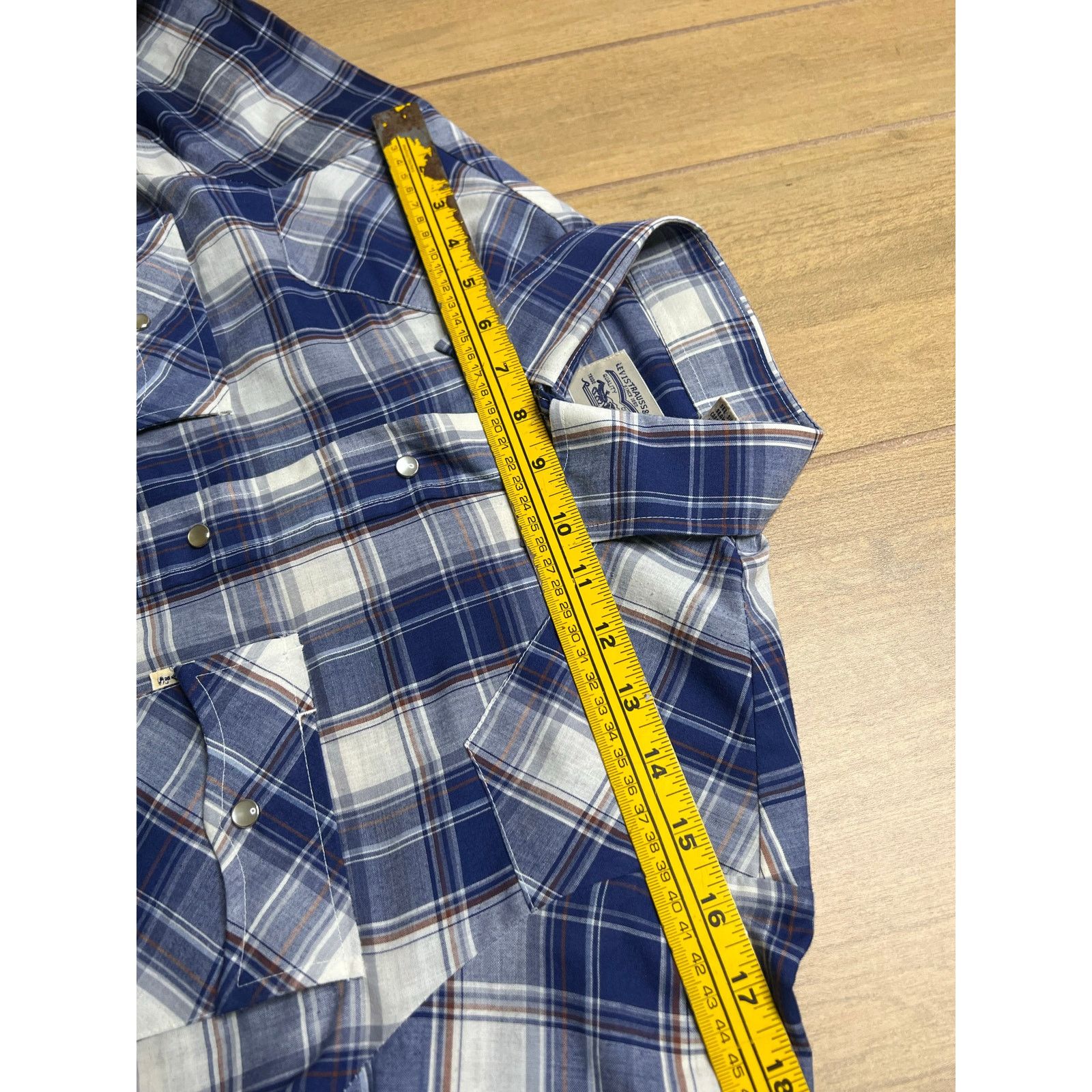 Levi's Vintage Levi’s Western Plaid Pearl Snap Shirt Blue Mens S Size US S / EU 44-46 / 1 - 9 Thumbnail