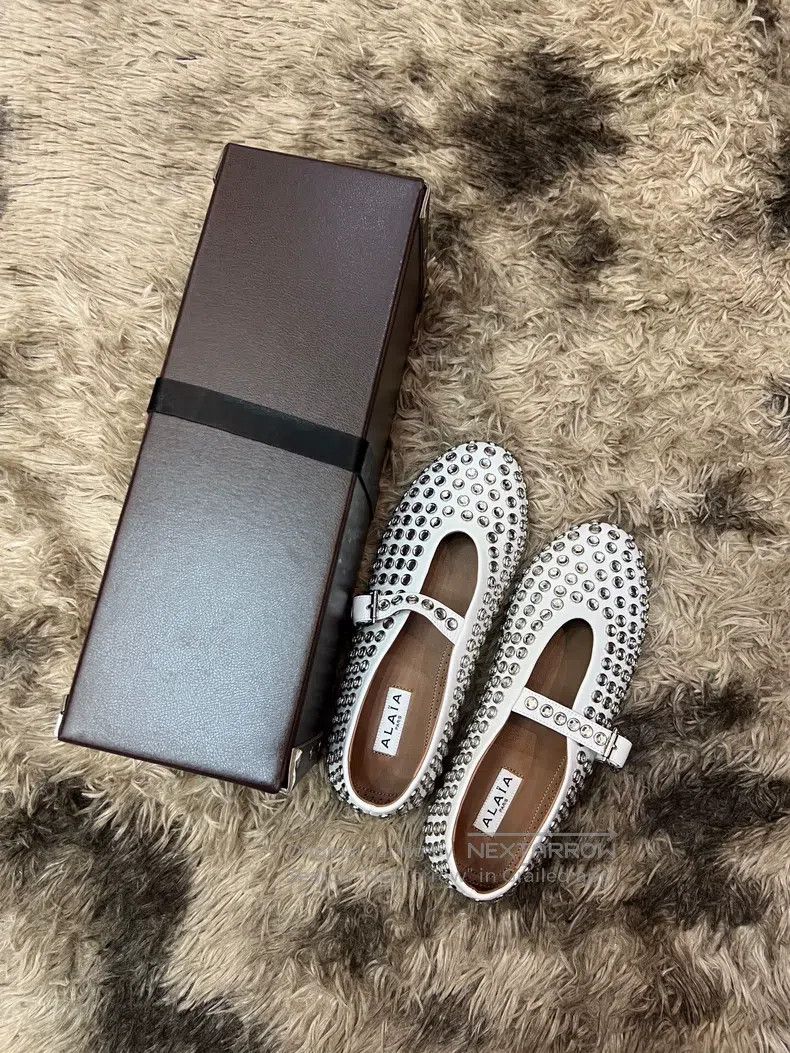 Alaia Alaia White Crystal Ballet Dance Flat Shoes Size US 5.5 / IT 35.5 - 6 Thumbnail
