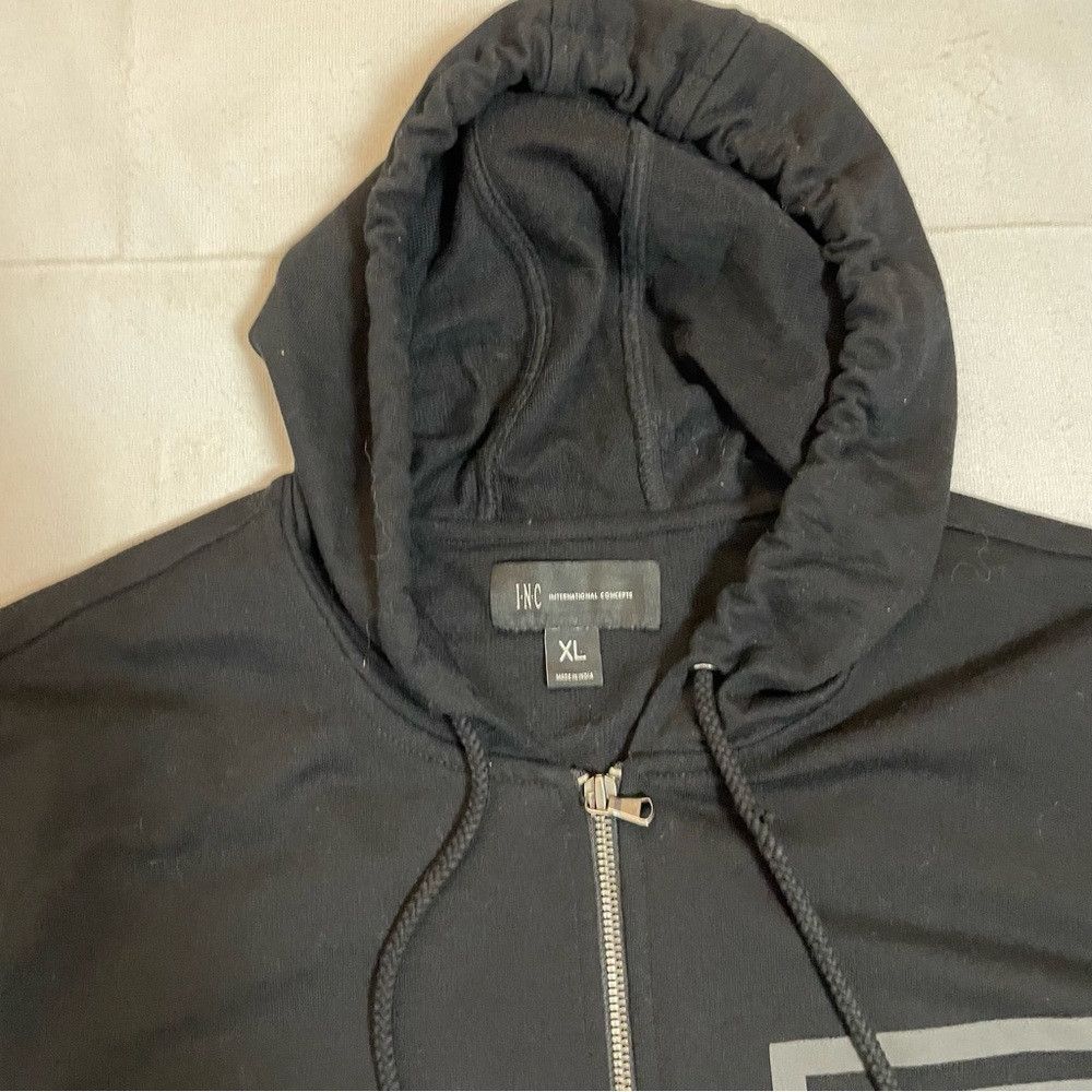 I.N.C INC International Concept Black Zip Hoodie Cotton Sweatshir Size US XL / EU 56 / 4 - 7 Thumbnail