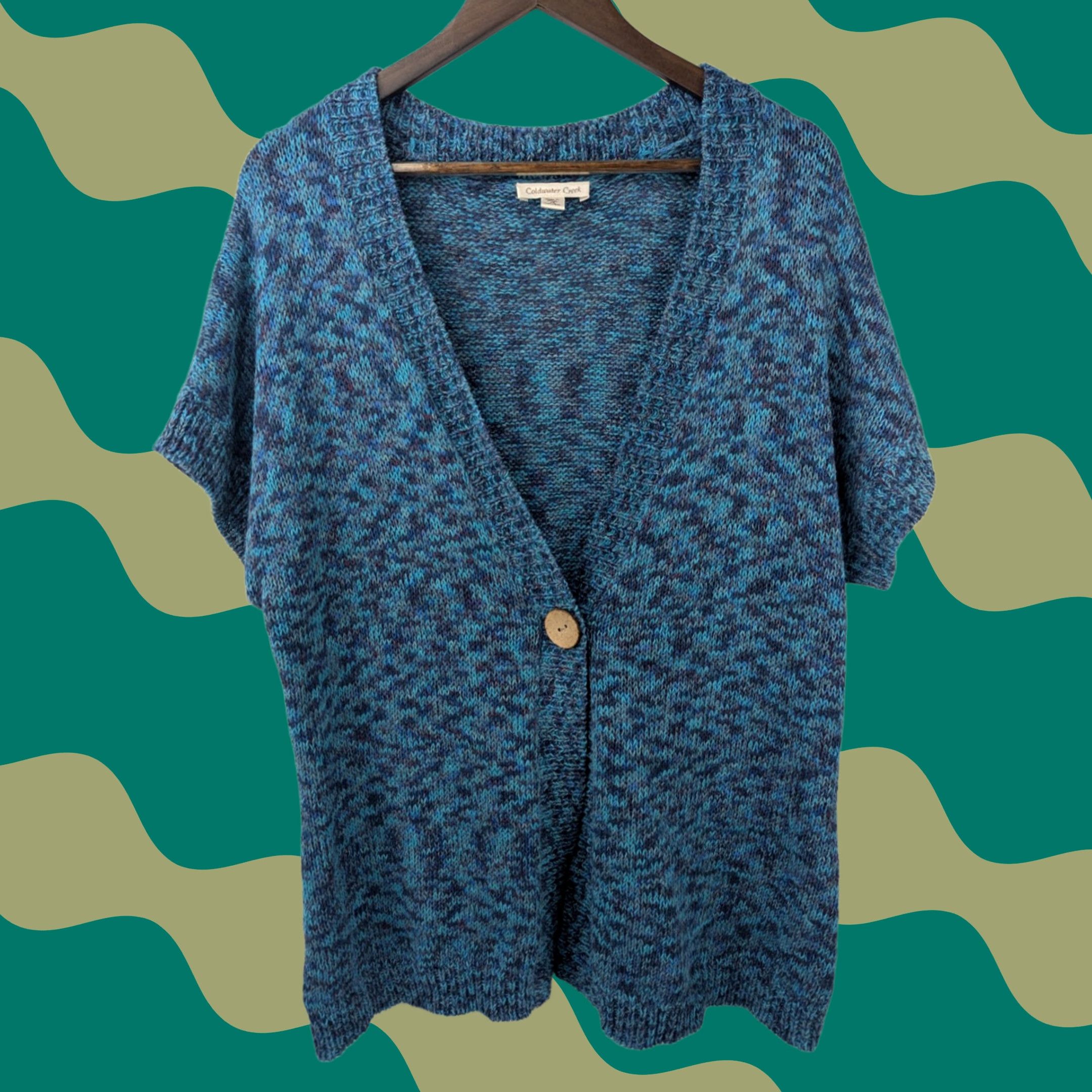 Coldwater Creek VINTAGE Coldwater Creek Cardigan Sweater Knit Blue V-Neck Womens 2X Plus Size Cotton Ramie Size XXL / US 16-18 / IT 52-54 - 1 Thumbnail