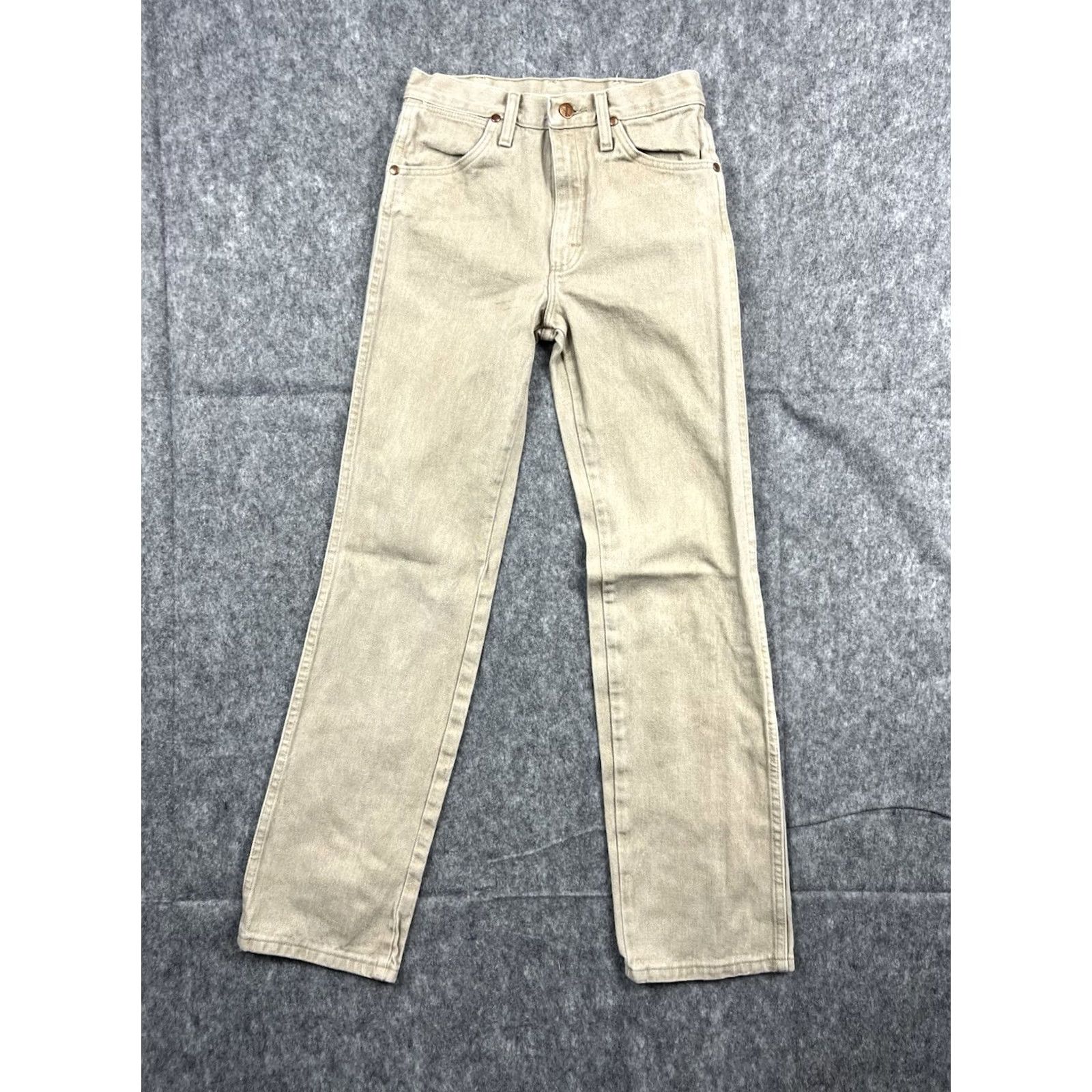 Wrangler Wrangler Cowboy Cut Jeans Straight Leg 27x32 Men Tan Denim 5-Pocket Zip Regular Inseam 32 Beige Cowboy Theme CN Mexico Brand Wrangler 936 Size US 27 - 2 Thumbnail