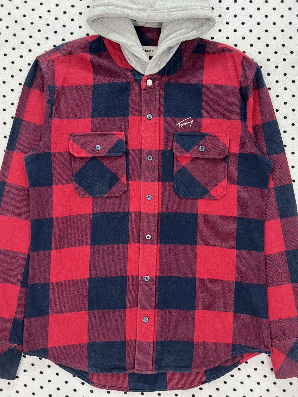 Designer × Tommy Hilfiger Tommy Plaid Flannel Hooded Shirt Size US S / EU 44-46 / 1 - 3 Thumbnail