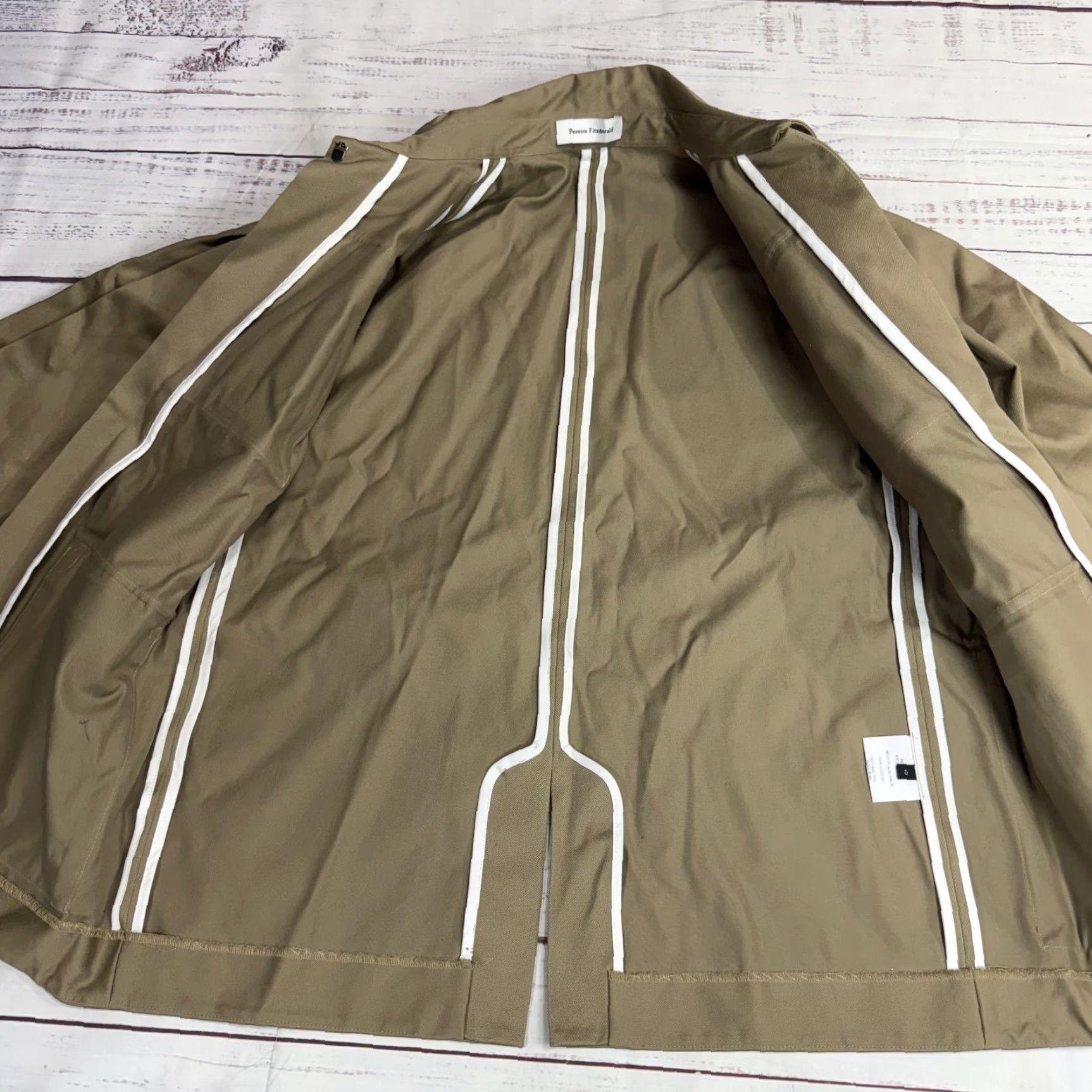 Vintage Pereira Fitzgerald Khaki Utility Jacket Coat Open Front Cotton Womens L Size L / US 10 / IT 46 - 4 Thumbnail