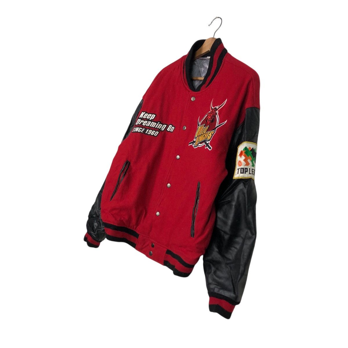 Japanese Brand 📌Vintage Varsity Leather Jacket Wild Knight Embroidery Size US L / EU 52-54 / 3 - 3 Thumbnail
