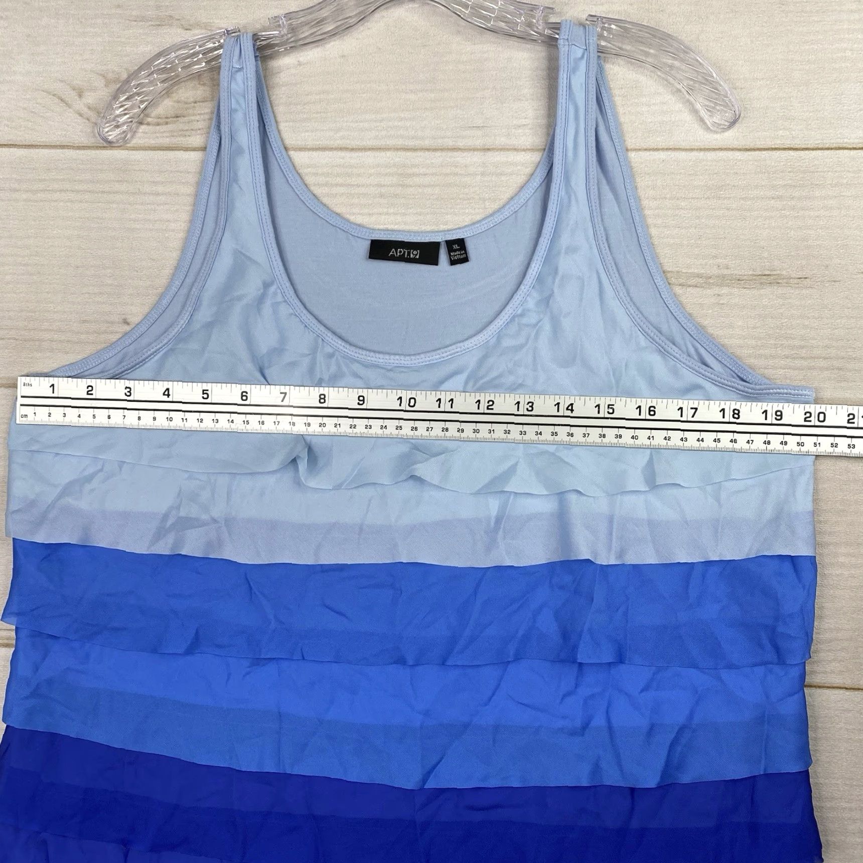 Apt. 9 VINTAGE Apt.9 Tank Top Womens XL Blue Ombre Ruffled Stretch Rayon Scoop Beach Summer 90s Bohemian Fairy Western Tropical Nightwear Size XL / US 12-14 / IT 48-50 - 3 Thumbnail