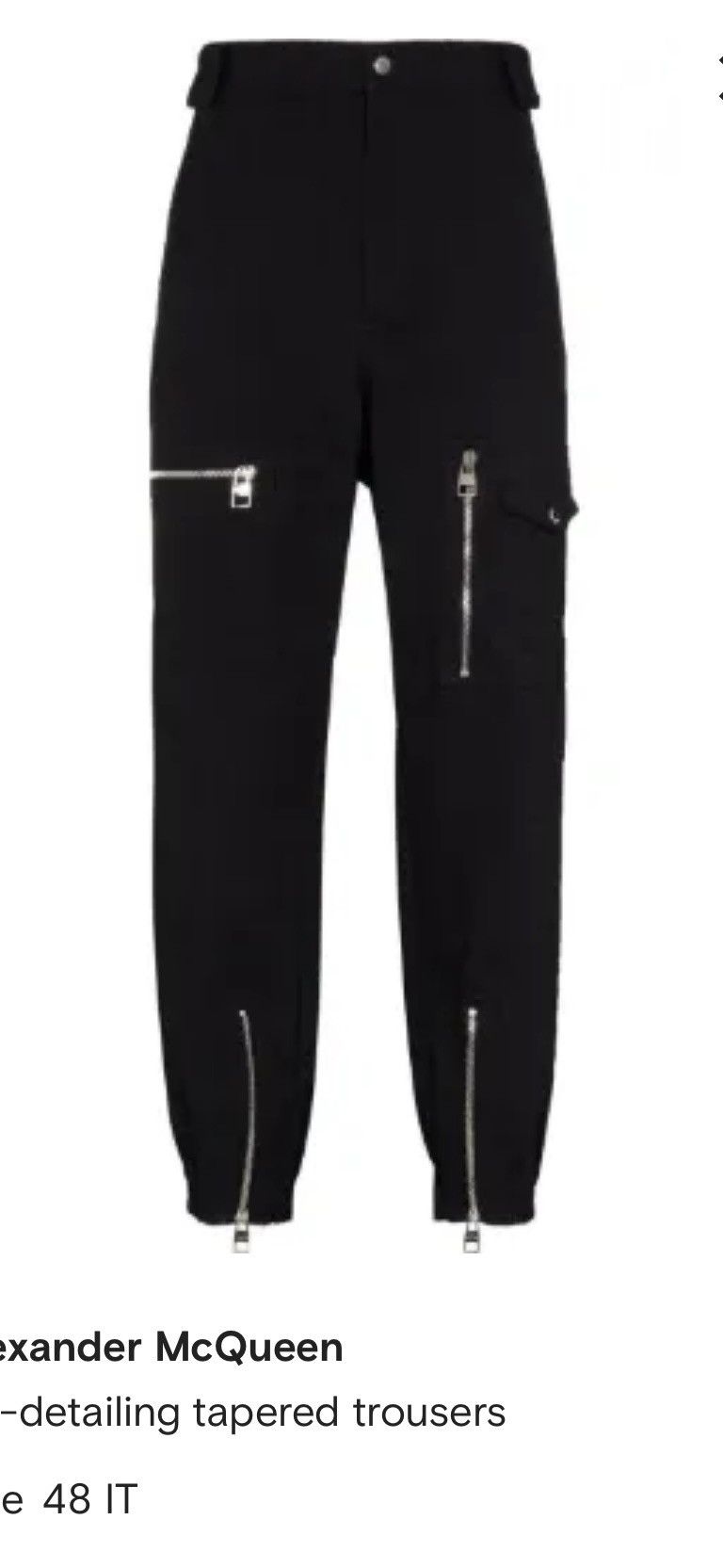 Alexander McQueen Alexander McQueen Zip-Detail Tapered Trousers Size 48 IT(32) Size US 32 / EU 48 - 2 Thumbnail
