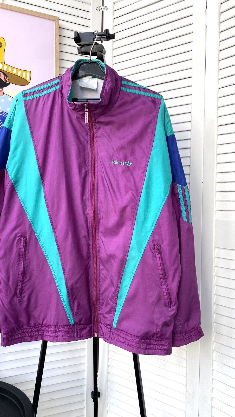 Adidas × Vintage Vintage Adidas Track Retro Jacket Nylon 90s Purple Size US M / EU 48-50 / 2 - 3 Thumbnail