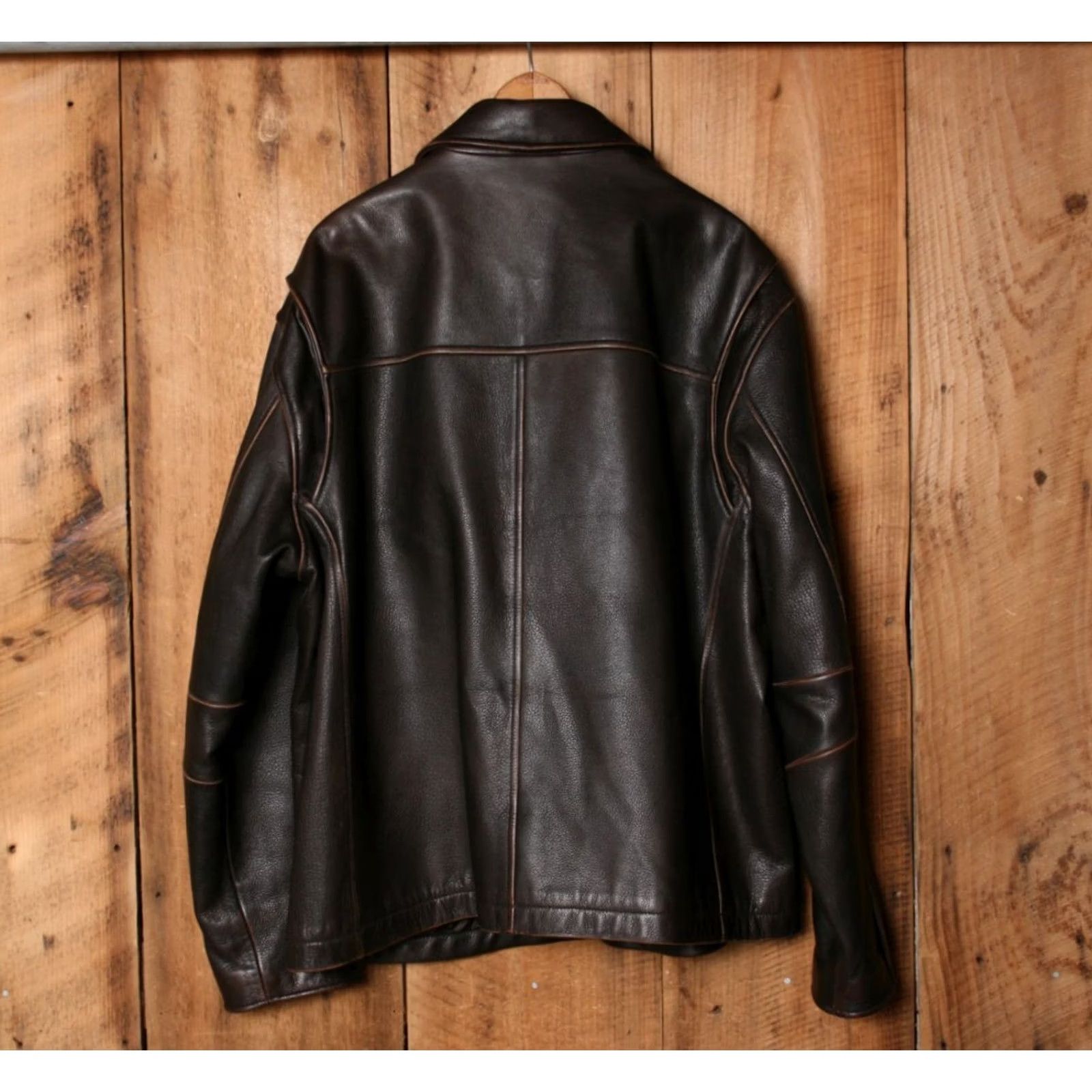 Vintage MEMBER'S MARK Brown Leather Moto Jacket XL Insulated Lined Pebbled Quilt Zip Mens Jacket Biker Winter Fall Spring Size US XL / EU 56 / 4 - 6 Thumbnail