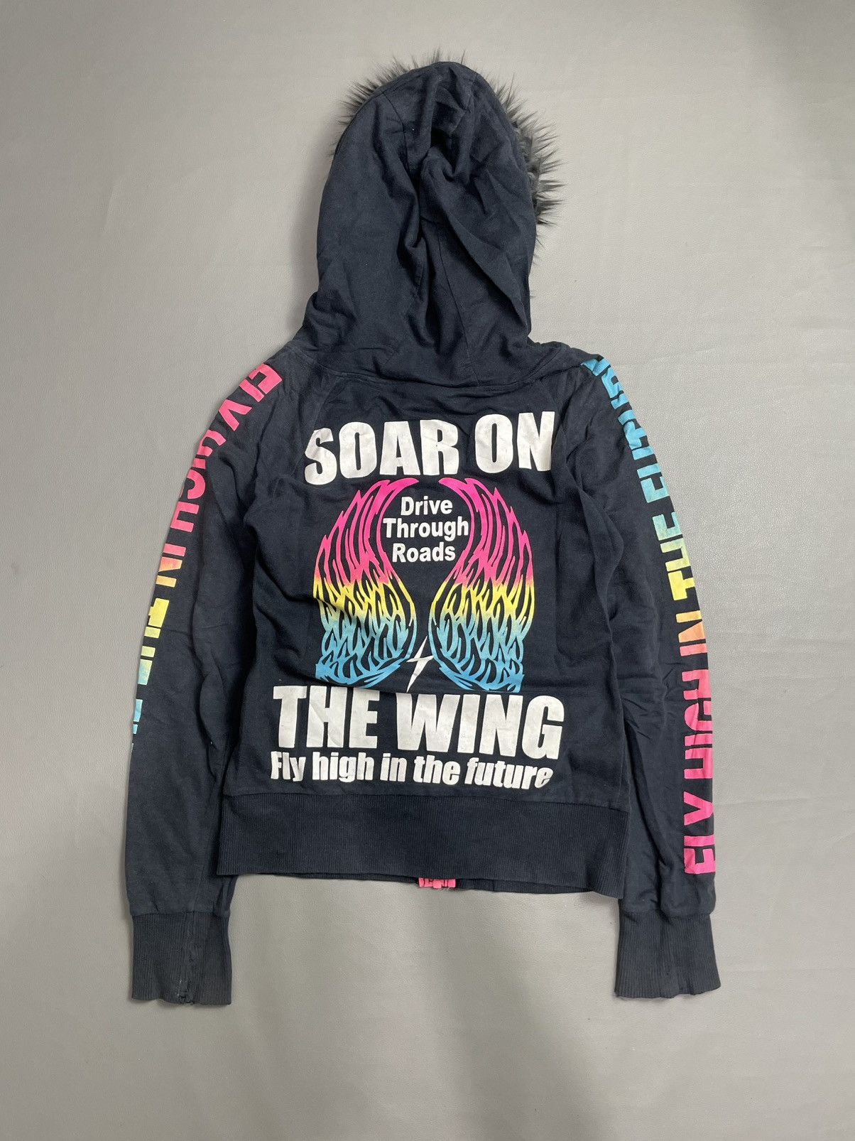 If Six Was Nine Japan Poem Zip Black Fur Hoodie Size M / US 6-8 / IT 42-44 - 3 Thumbnail