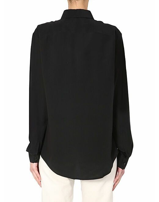 Saint Laurent Paris o1bcso1str0325 Shirt in Silk Crepe in Black Size XS / US 0-2 / IT 36-38 - 2 Thumbnail
