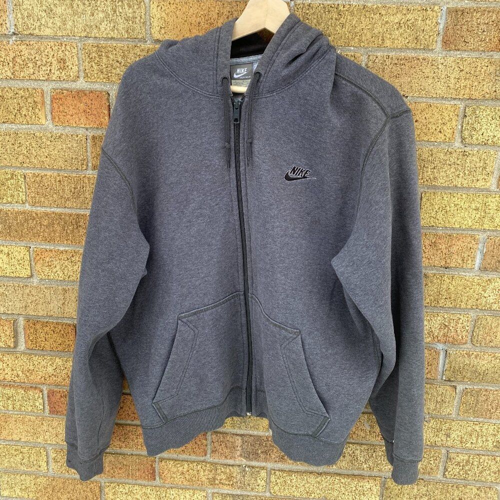 Nike × Vintage Vintage 90s Nike Gray Tag Full Zip Sweater Hoodie Large Hea Size US L / EU 52-54 / 3 - 1 Thumbnail