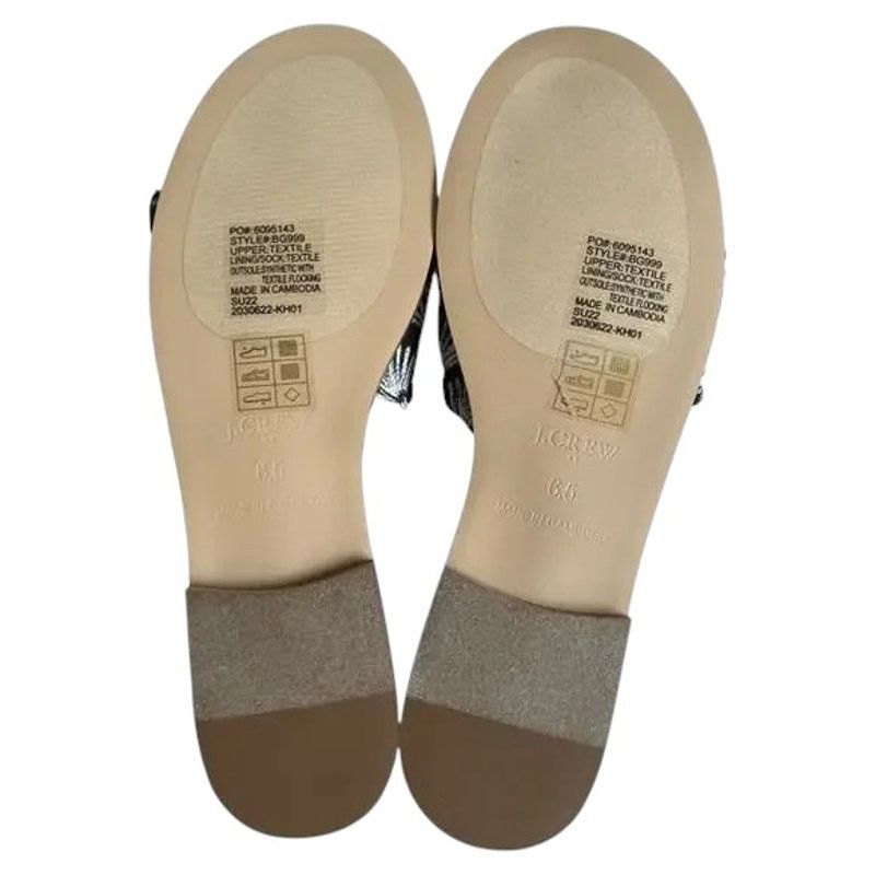 J.Crew J.CREW Black Ivory Printed Knot Slide Sandals w/ Box, US6.5 Size US 6.5 / IT 36.5 - 6 Thumbnail