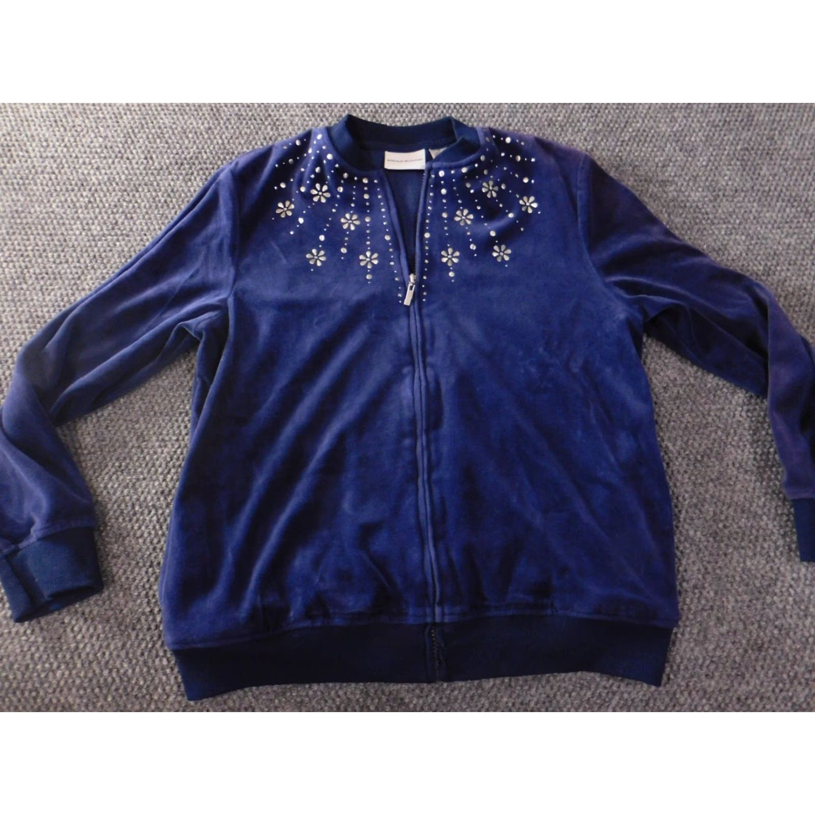 Vintage Alfred Dunner Jacket Womens 10 Blue Floral Full Zip Jacket Medium Length Long Sleeve Blue Womens Regular 10 Fall Spring Vintage No Size L / US 10 / IT 46 - 2 Thumbnail