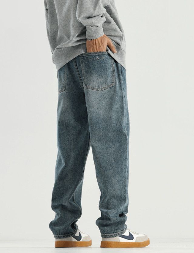 Japanese Brand American retro men's washed loose straight jeans Size US 32 / EU 48 - 5 Thumbnail