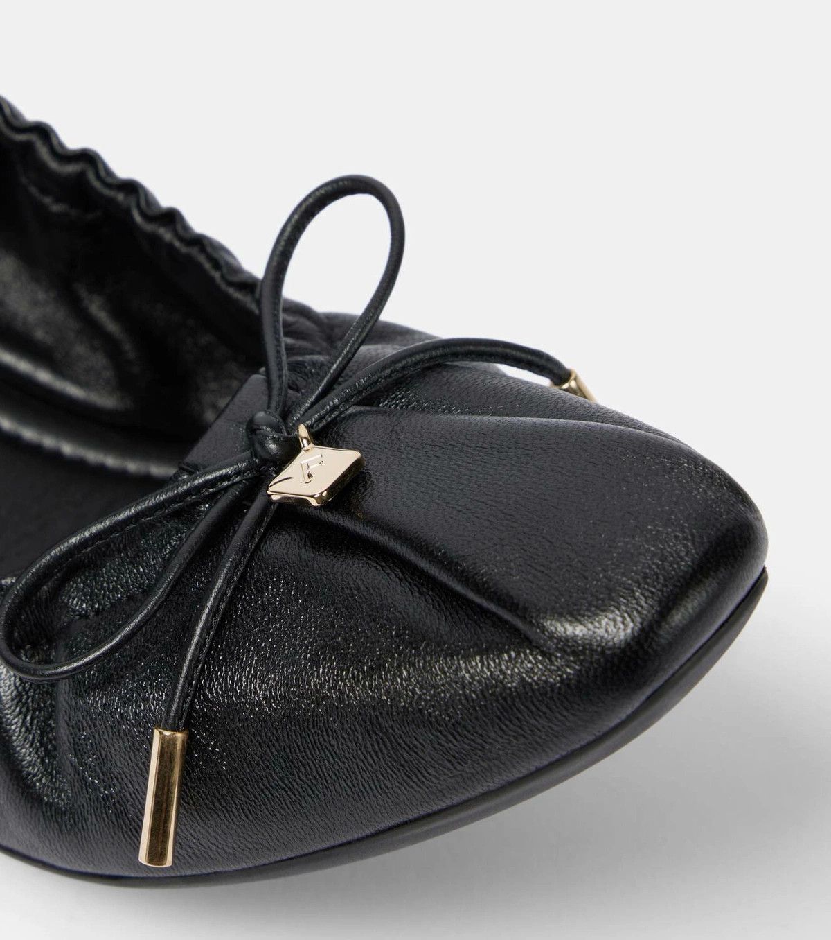 Salvatore Ferragamo o1s1rm0526 Joelle Leather Ballet Flats in Black Size US 8 / IT 38 - 6 Thumbnail