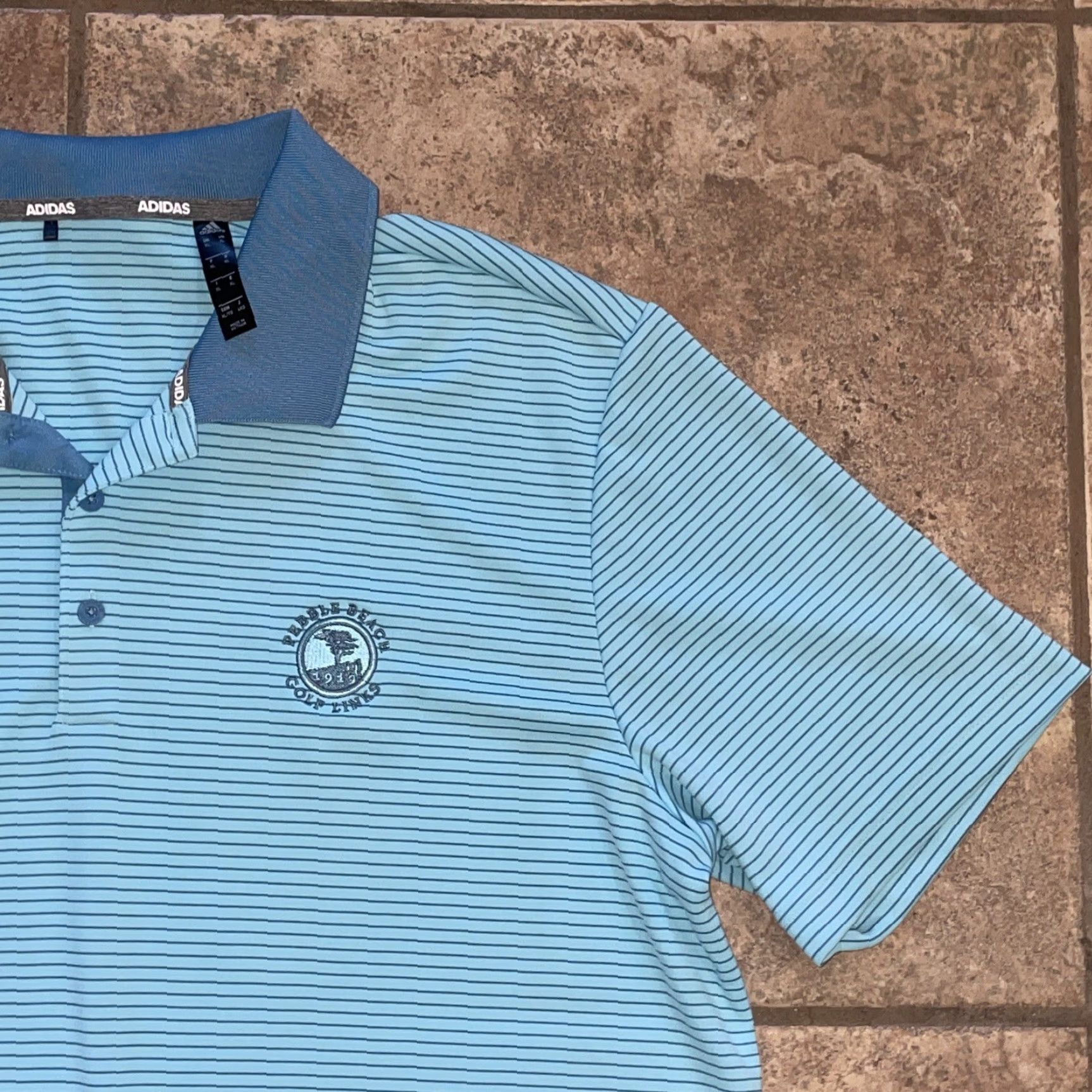 Adidas Adidas Polo Shirt XL Mens Blue Striped Golf Half Button Up Size US XL / EU 56 / 4 - 2 Thumbnail