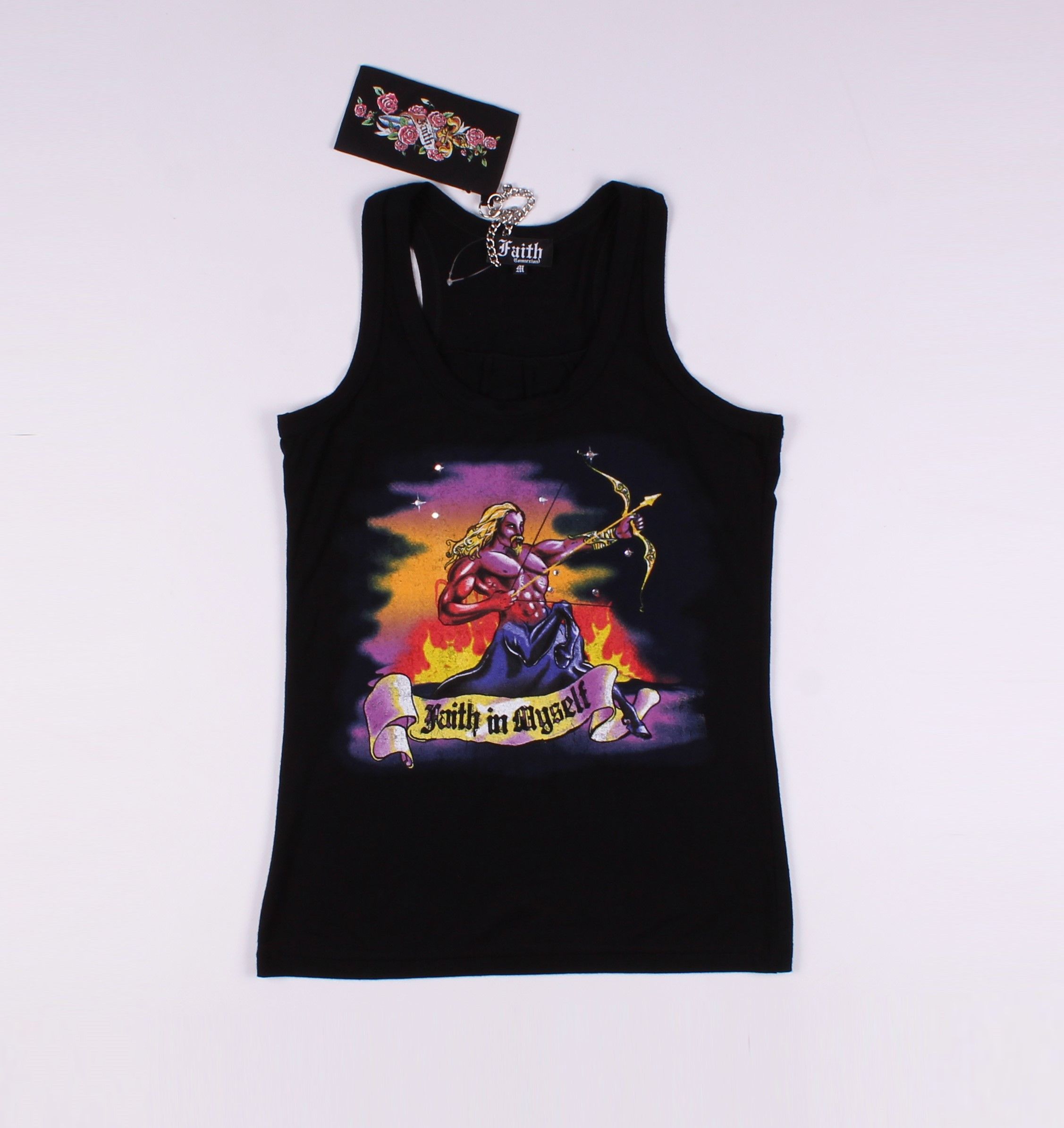 image of Faith Connexion Vintage Y2K Printed Tank Top in Black, Women's (Size Medium)