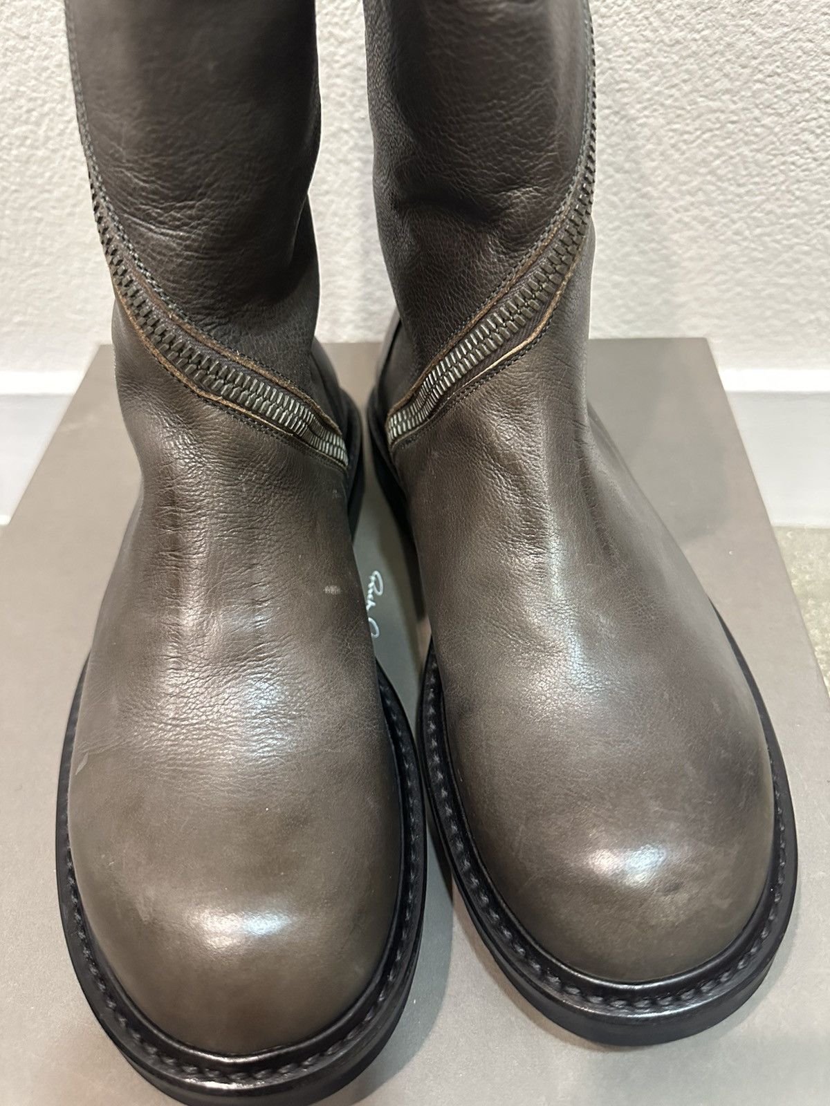 Rick Owens FW13 Plinth Spiral Calfskin Leather Creeper Boots 41 Size US 9 / EU 42 - 4 Thumbnail