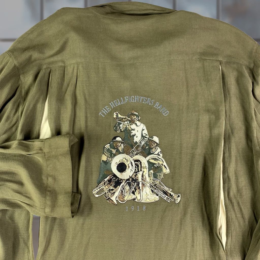 Nat Nast NAT NAST THE HELLFIGHTERS BAND Shirt Mens Large OLIVE GREEN Long sleeve Button-Front Collared 20s Vintage? No Size US L / EU 52-54 / 3 - 1 Thumbnail