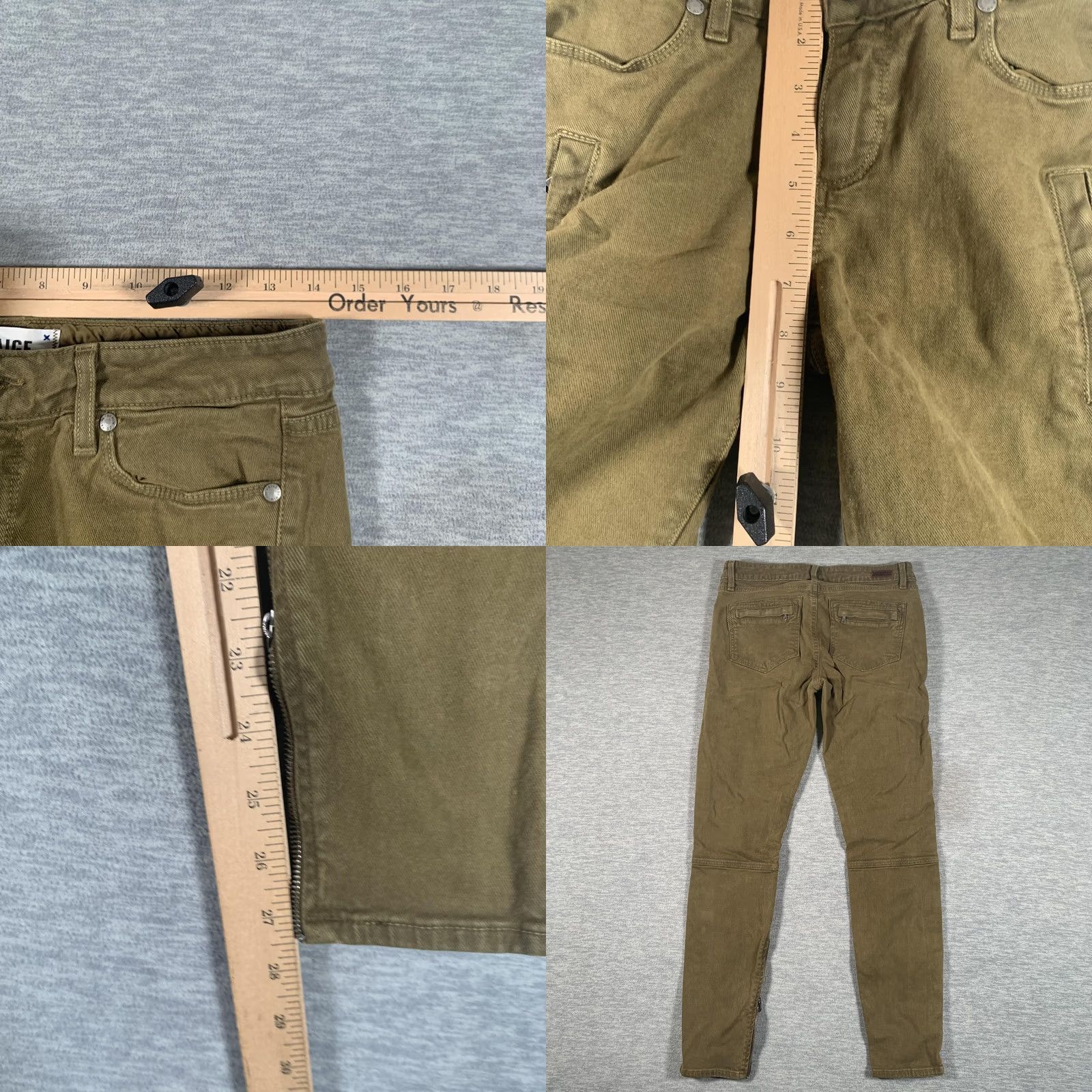 Paige Paige Marley Skinny Jeans Womens 27 Green Low Rise Moto Ankle Zip Stretch Denim Size 27" / US 4 / IT 40 - 8 Thumbnail