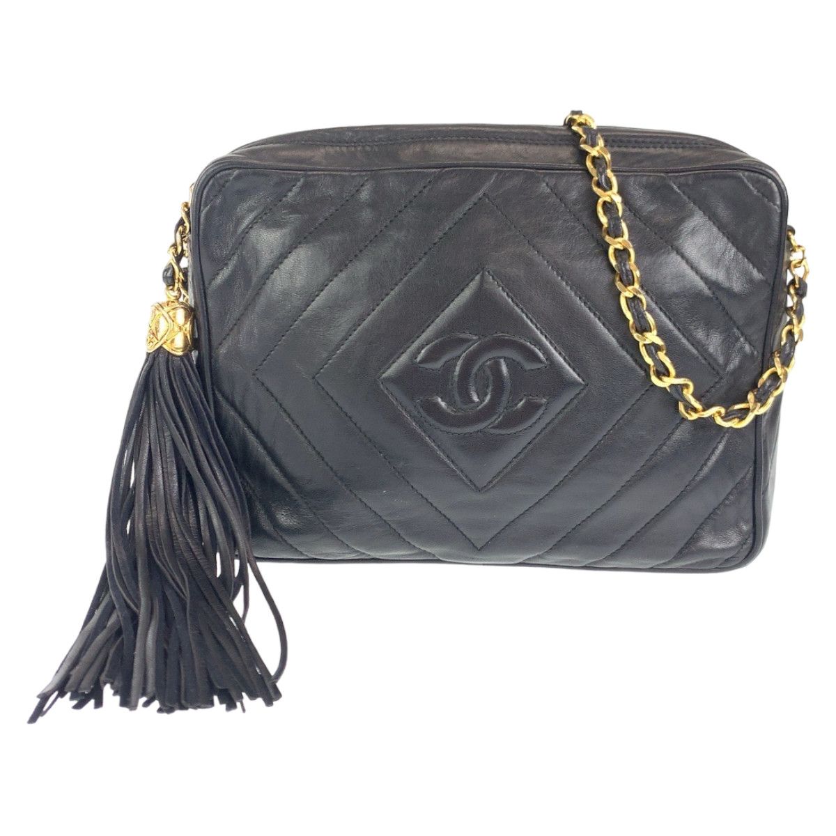 Chanel Chanel Chanel Vintage Lambskin Diamond Stitch Tassel Fringe Crossbody Bag Leather Crossbody Bag in Very Good Condition Size ONE SIZE - 1 Thumbnail