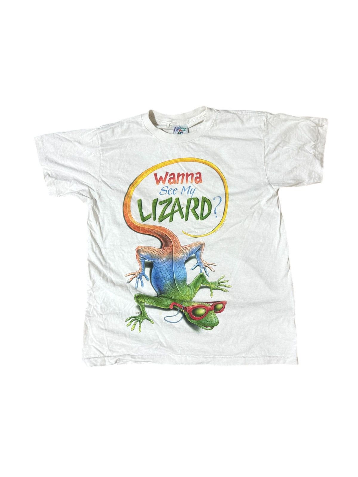 Vintage Vintage 90s Wanna See My Lizard ? T Shirt Size US L / EU 52-54 / 3 - 1 Thumbnail