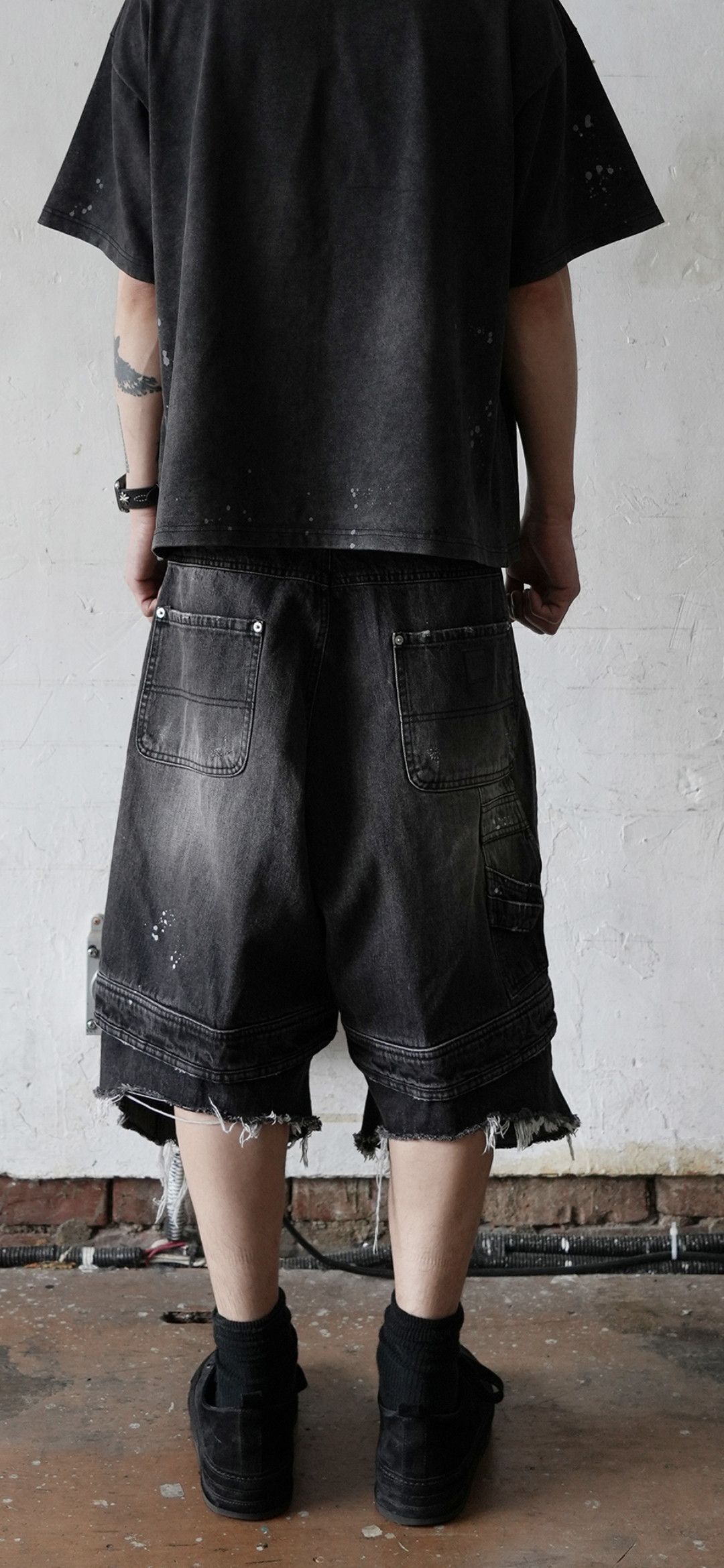 Japanese Brand FAR LAYERED WORK SHORTS PANTS BLACK Size US 30 / EU 46 - 4 Thumbnail