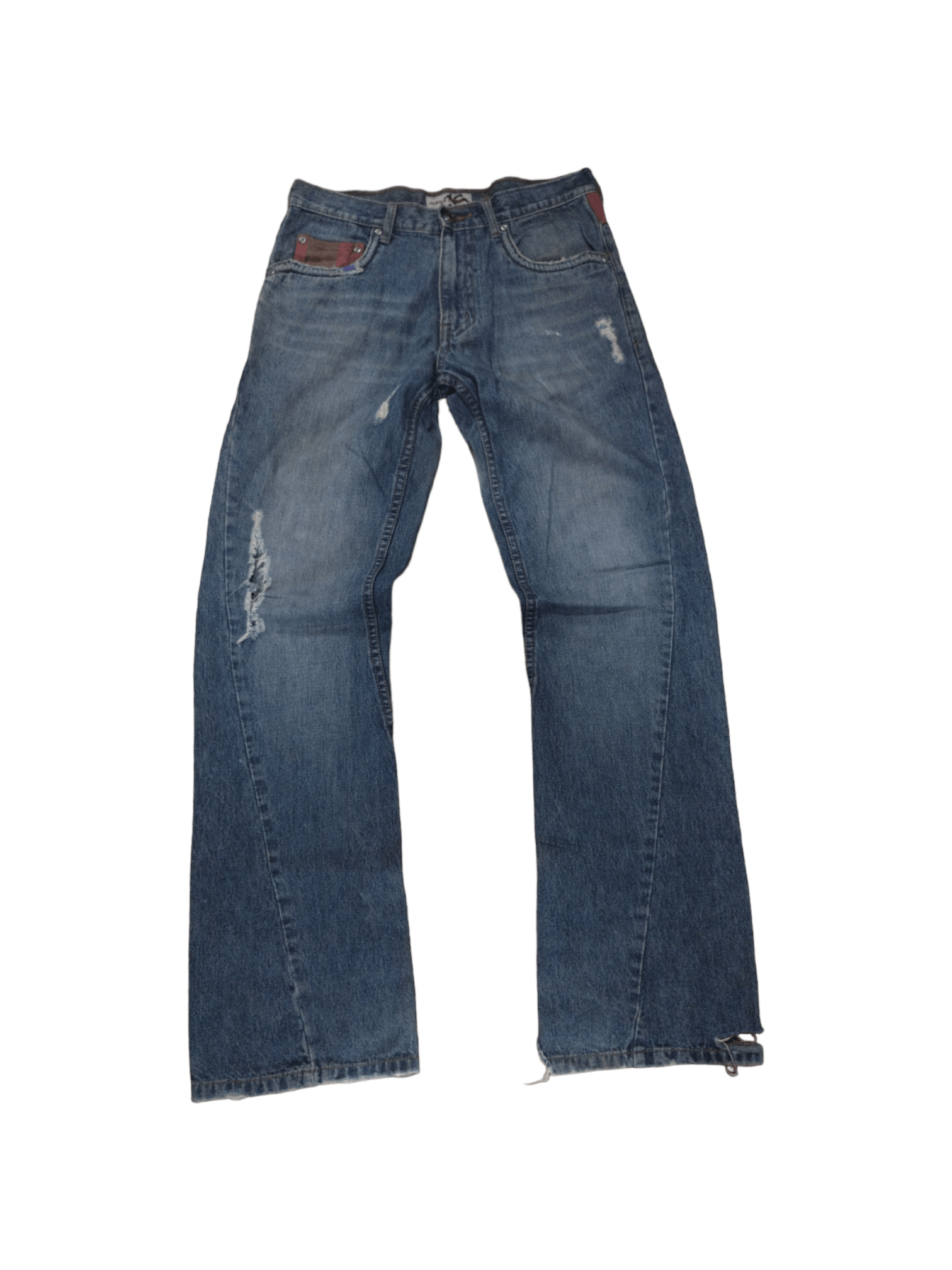 image of Hysteric Glamour x Vintage Jungle Strom Distressed Denim Pants in Blue Denim (Size 32)