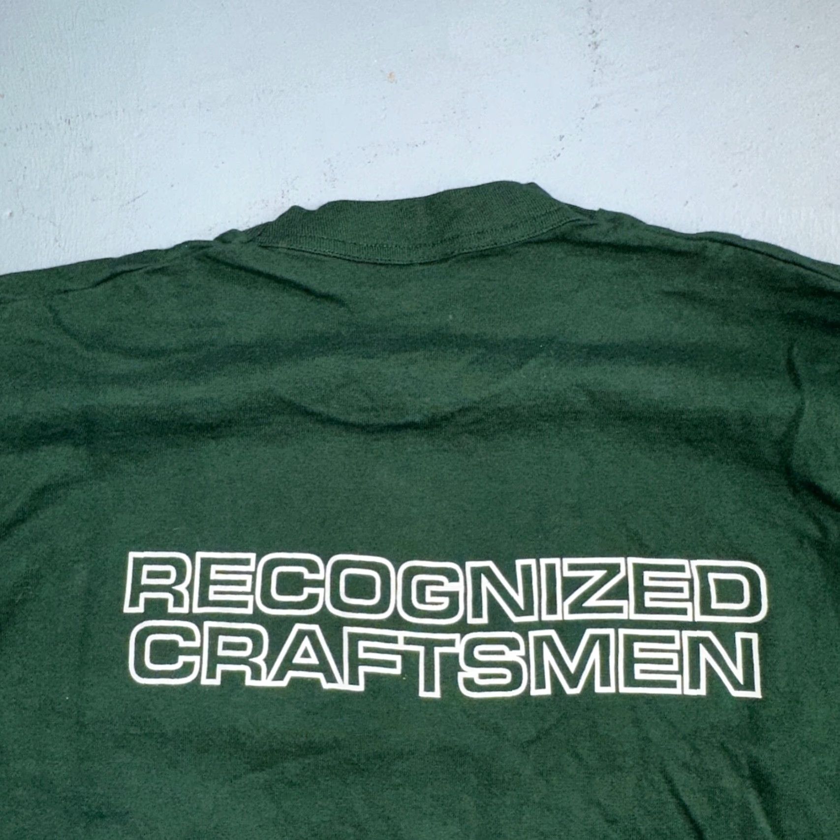 Fruit Of The Loom VINTAGE Fruit of the Loom USA Flag T Shirt Main Selling Point Brand Green Redman Home Construction Large Mens L Crew Neck Short Sleeve USA Theme Size US L / EU 52-54 / 3 - 6 Thumbnail
