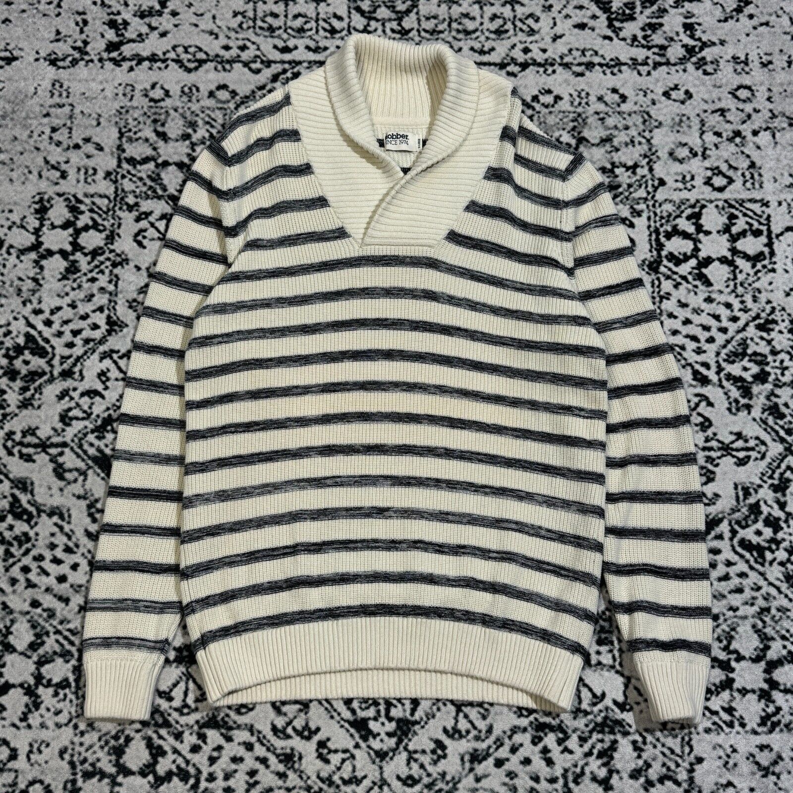 Vintage Vintage Dobber Unisex White Gray Striped Turtleneck Size XL Size US XL / EU 56 / 4 - 1 Thumbnail