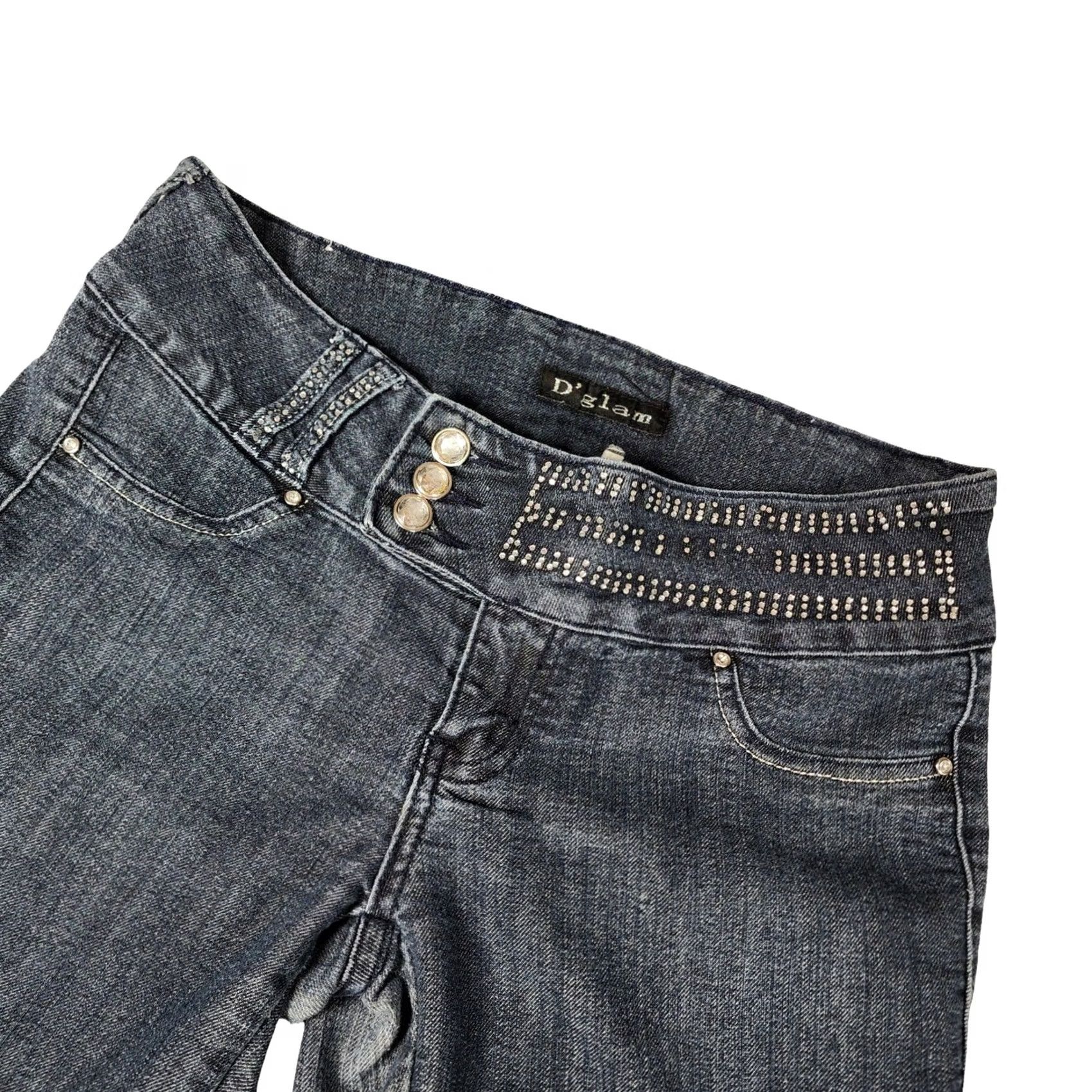 Vintage D'glam Rhinestone Embellished Slim Jeans Size 7 Dark Wash Triple Y2K Women Size 28" / US 6 / IT 42 - 2 Thumbnail