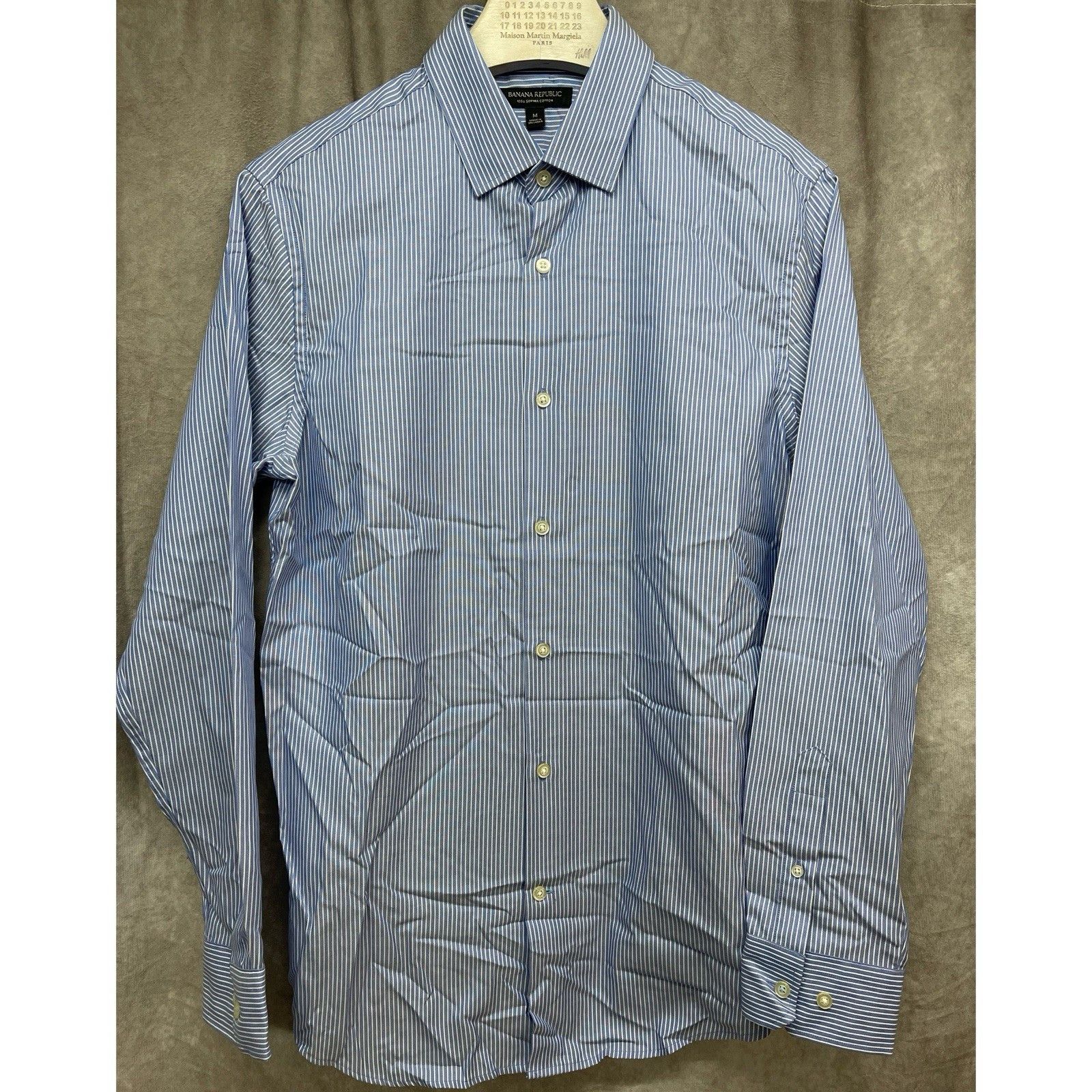 Banana Republic Banana Republic Men's M Grant Fit 120s Supima Cotton Blue Pi Size US M / EU 48-50 / 2 - 1 Thumbnail