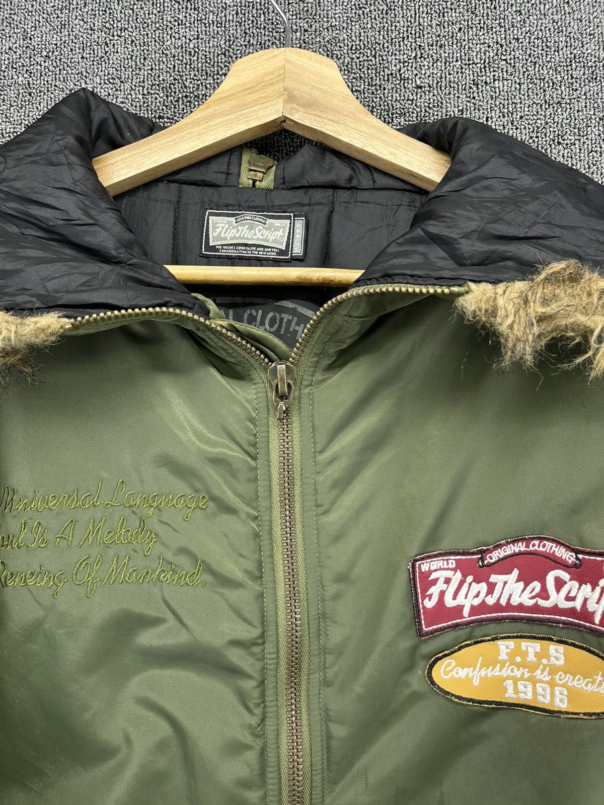 Japanese Brand Vintage Flip The Script Fur Hooded Bomber Jacket Size US M / EU 48-50 / 2 - 12 Thumbnail