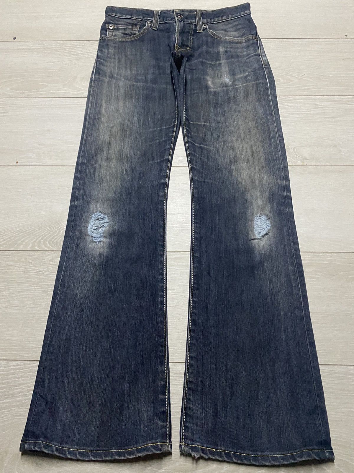 If Six Was Nine Vintage Edwin 503 Blue Trip Flare Bootcut Jeans Size US 30 / EU 46 - 1 Thumbnail