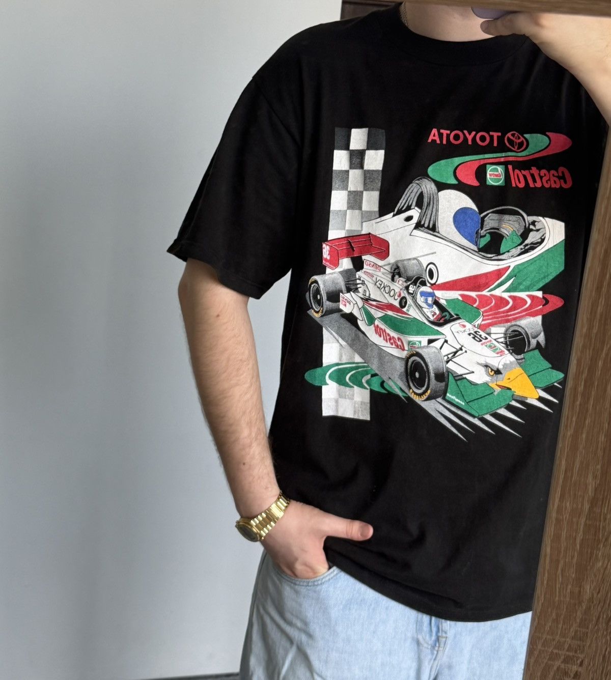 Formula 1 90s TOYOTA CASTROL Made in USA Vintage Racing Tee shirt Size US XL / EU 56 / 4 - 4 Thumbnail