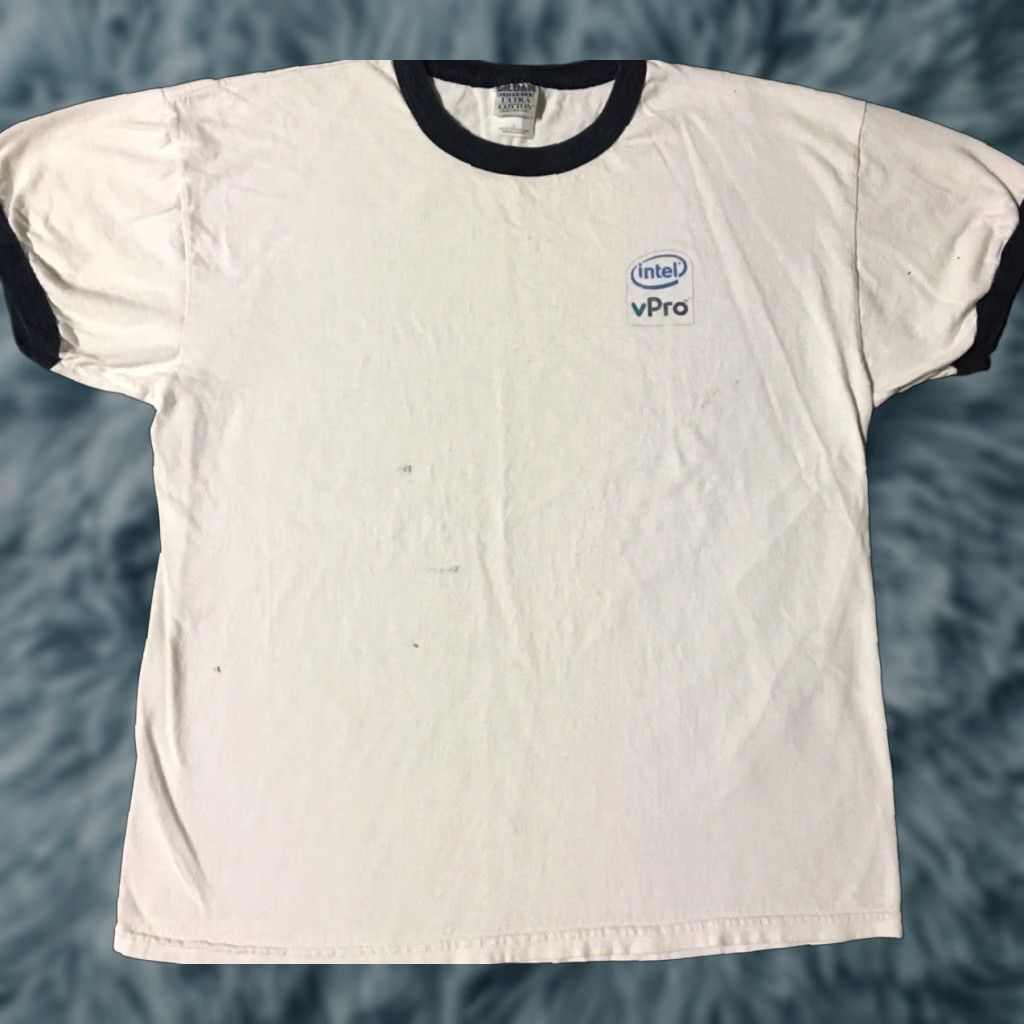 Apple VINTAGE Intel Shirt S White Grunge 90s Distressed Promo Ringer Crew Neck Mens Size US S / EU 44-46 / 1 - 1 Thumbnail