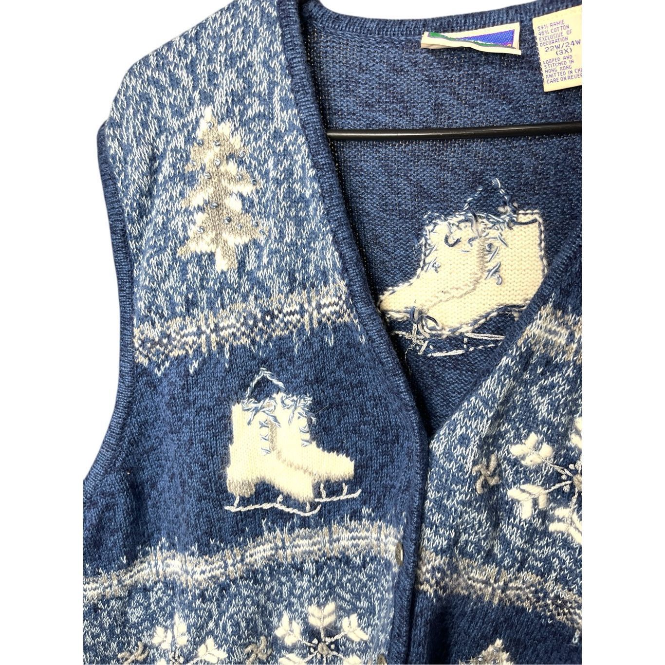 Other Vintage North Crest Winter Ice Skating Theme Sweater Vest Ca Size 3XL / US 20-22 - 3 Thumbnail