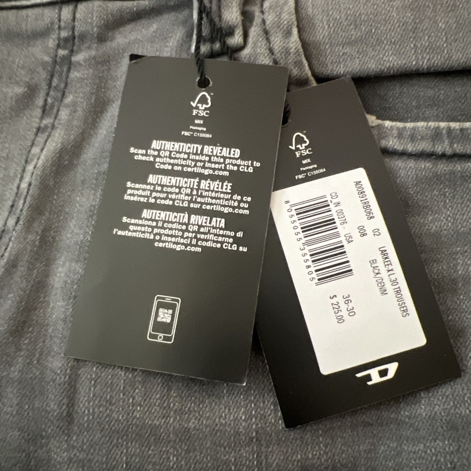 Diesel Diesel Mens Jeans Larkee Straight RB068 Grey Size 36/30 Size US 36 / EU 52 - 7 Thumbnail