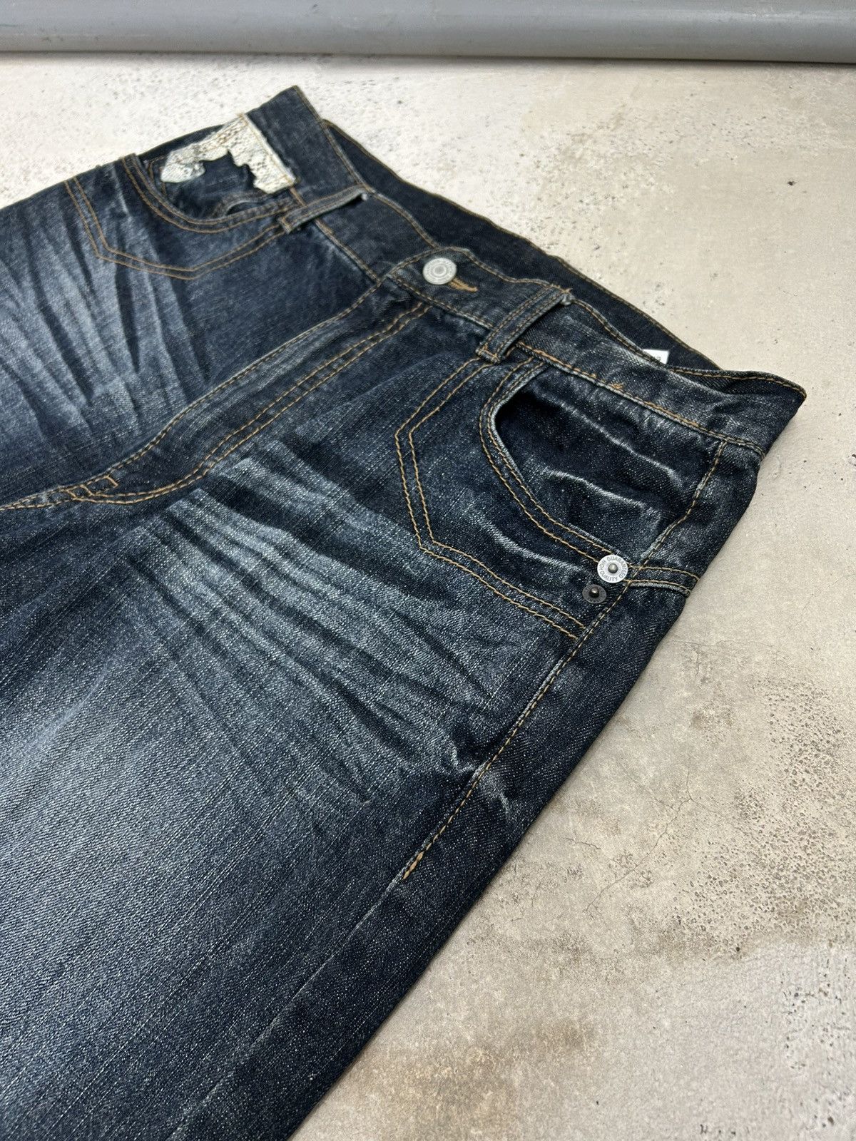 If Six Was Nine Vintage Winger Python Skin Whiskering Washed High Rise Evisu Size US 30 / EU 46 - 15 Thumbnail